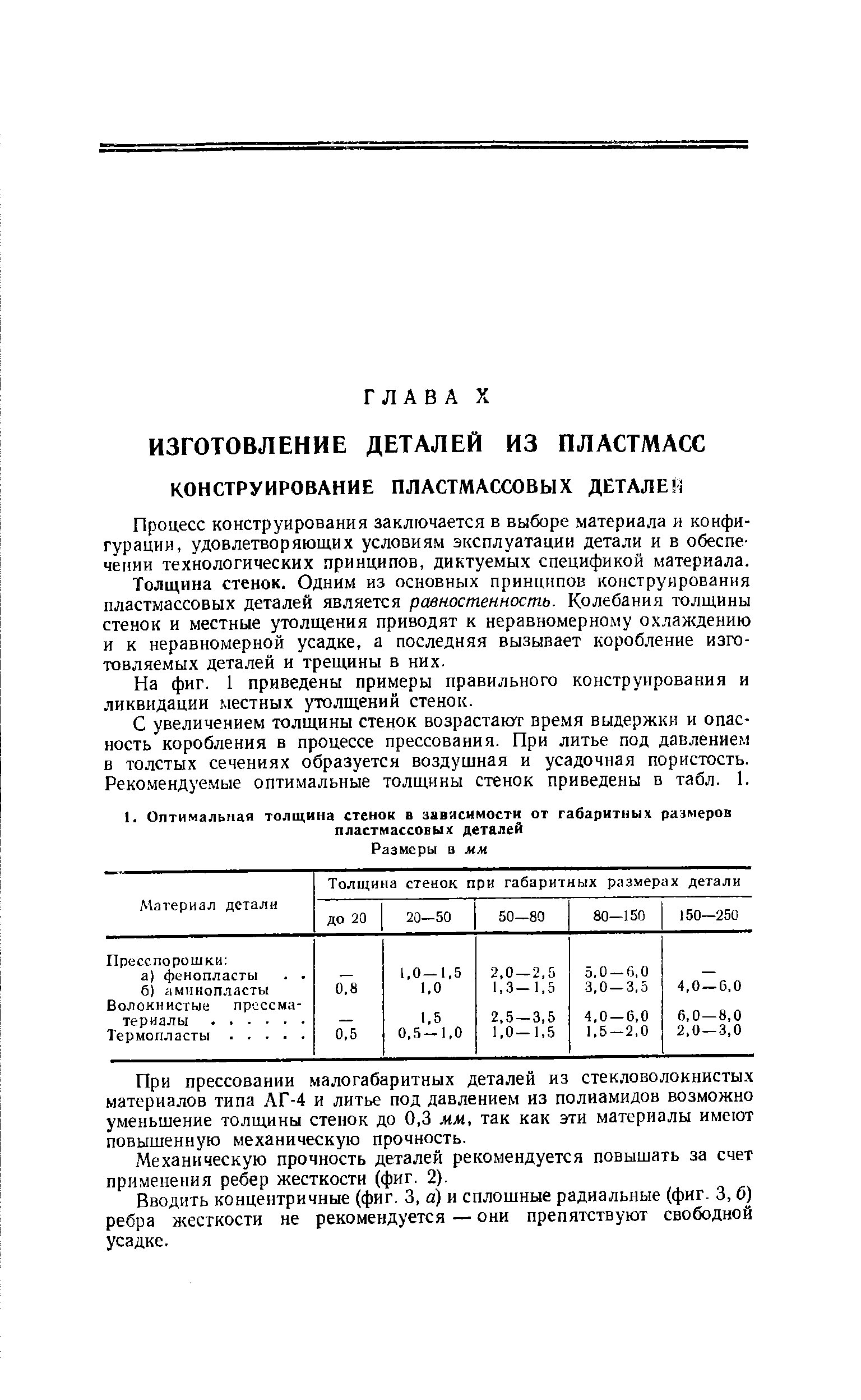 Процесс конструирования заключается в выборе материала и конфигурации, удовлетворяющих условиям эксплуатации детали и в обеспечении технологических принципов, диктуемых спецификой материала.
