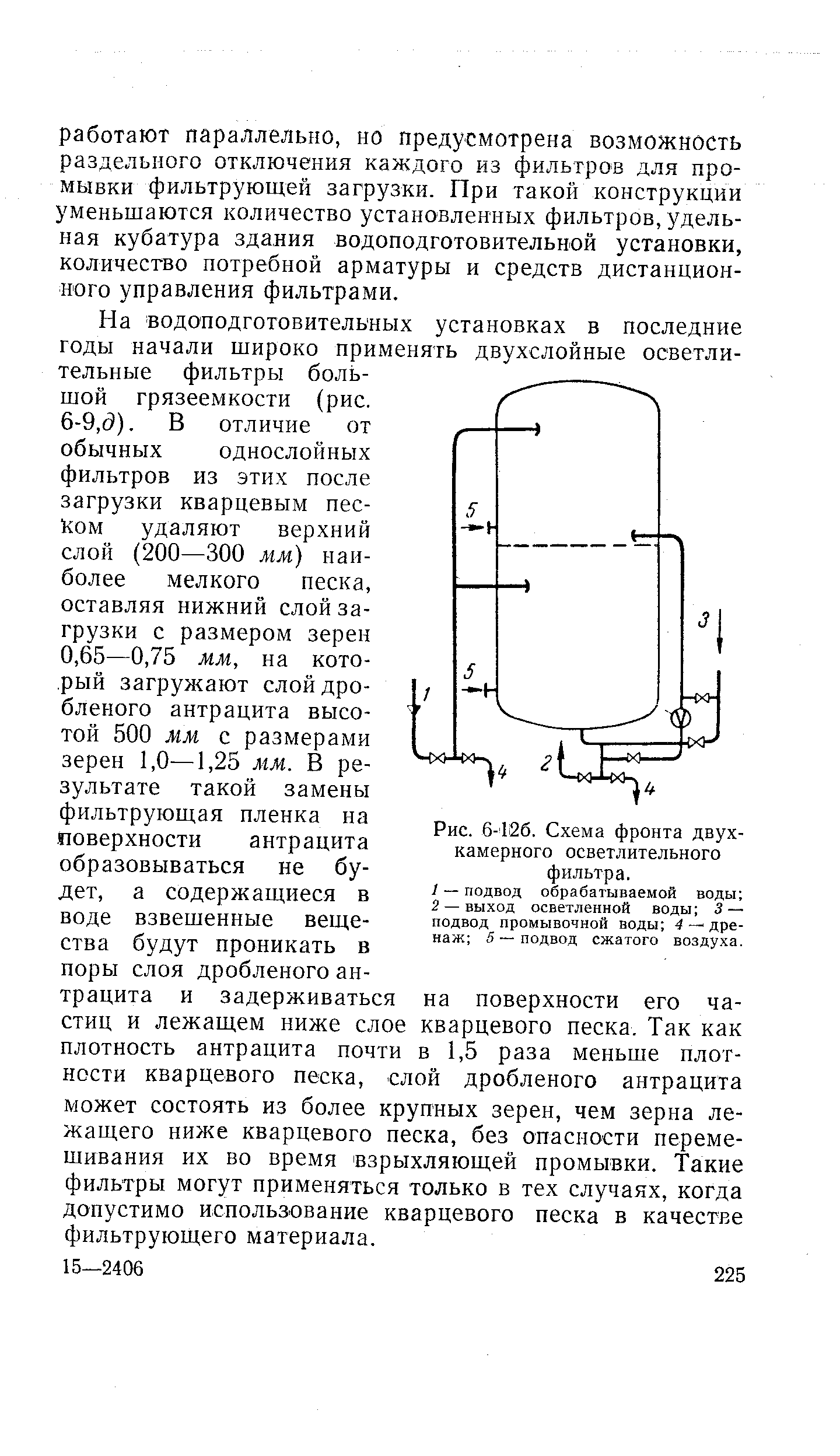 Рис. 6-126. Схема фронта двухкамерного осветлительного фильтра.
