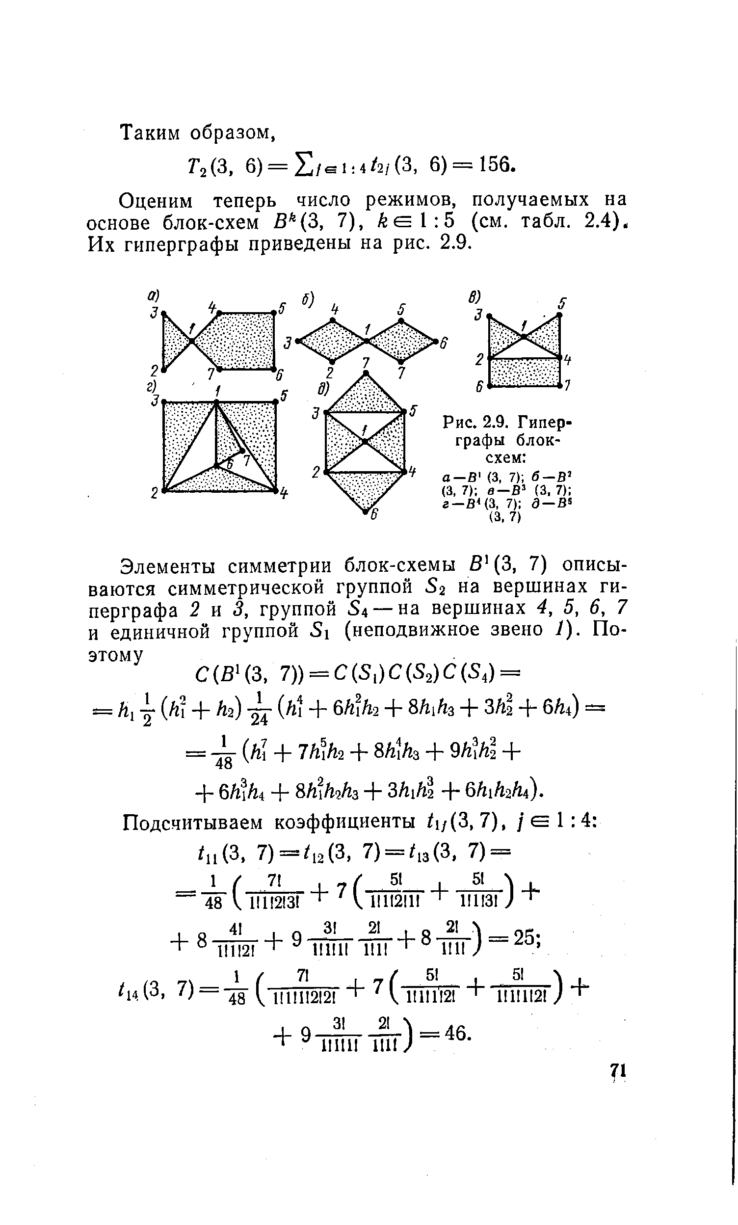 Рис. 2.9. Гиперграфы блок-схем а—В (3, 7) б—
