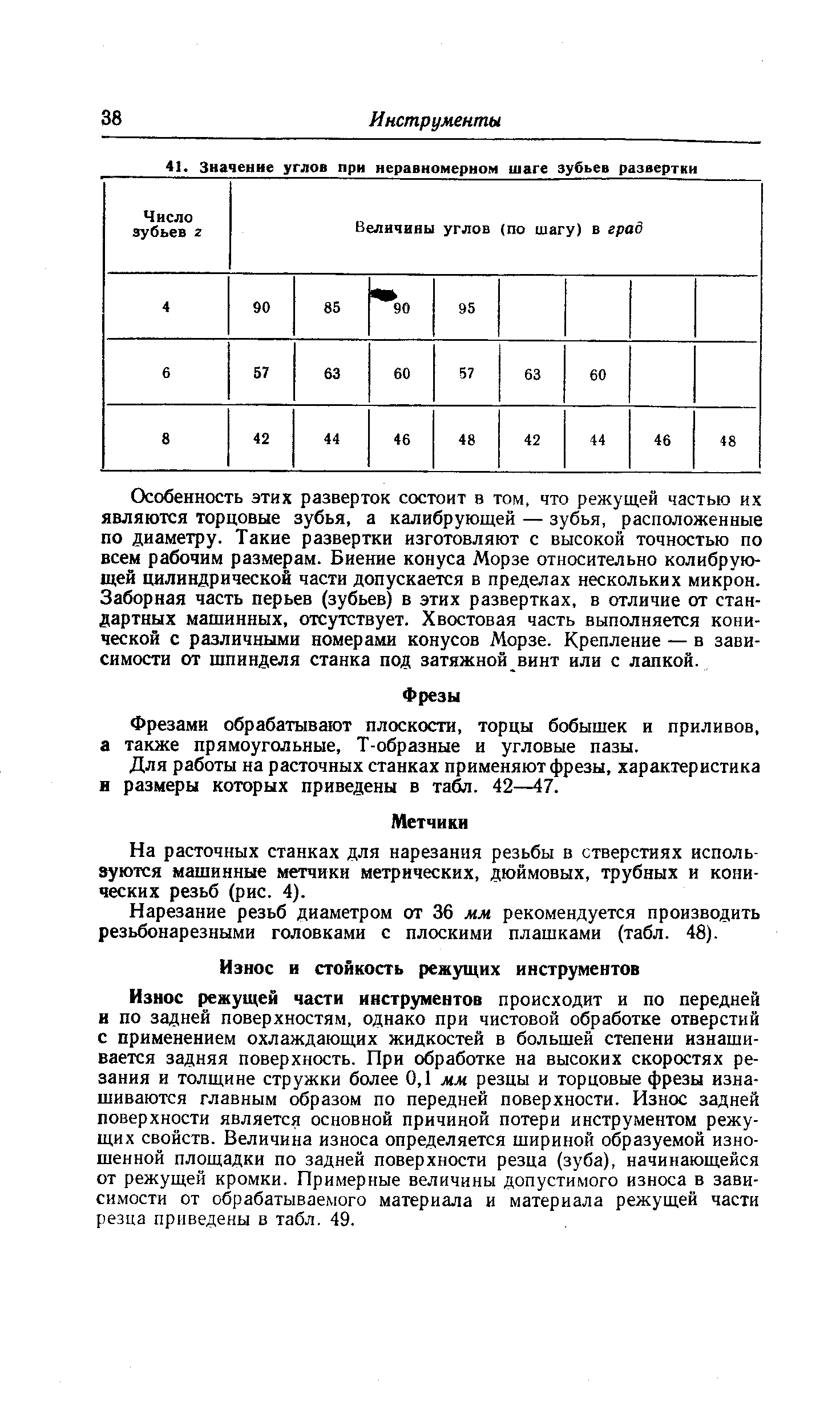 На расточных станках для нарезания резьбы в отверстиях используются машинные метчики метрических, дюймовых, трубных и конических резьб (рис. 4).
