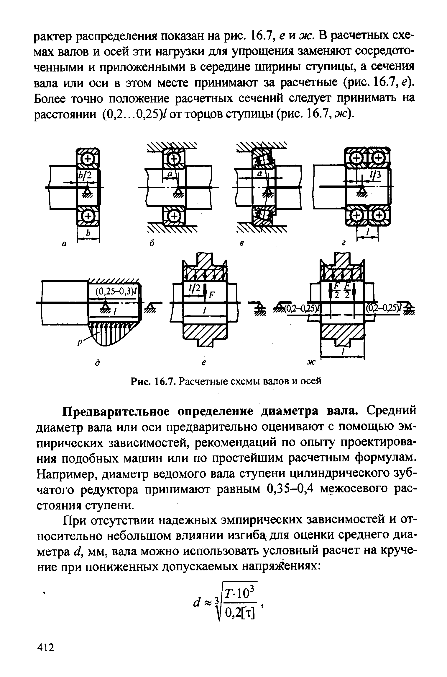 Расчетные схемы валов