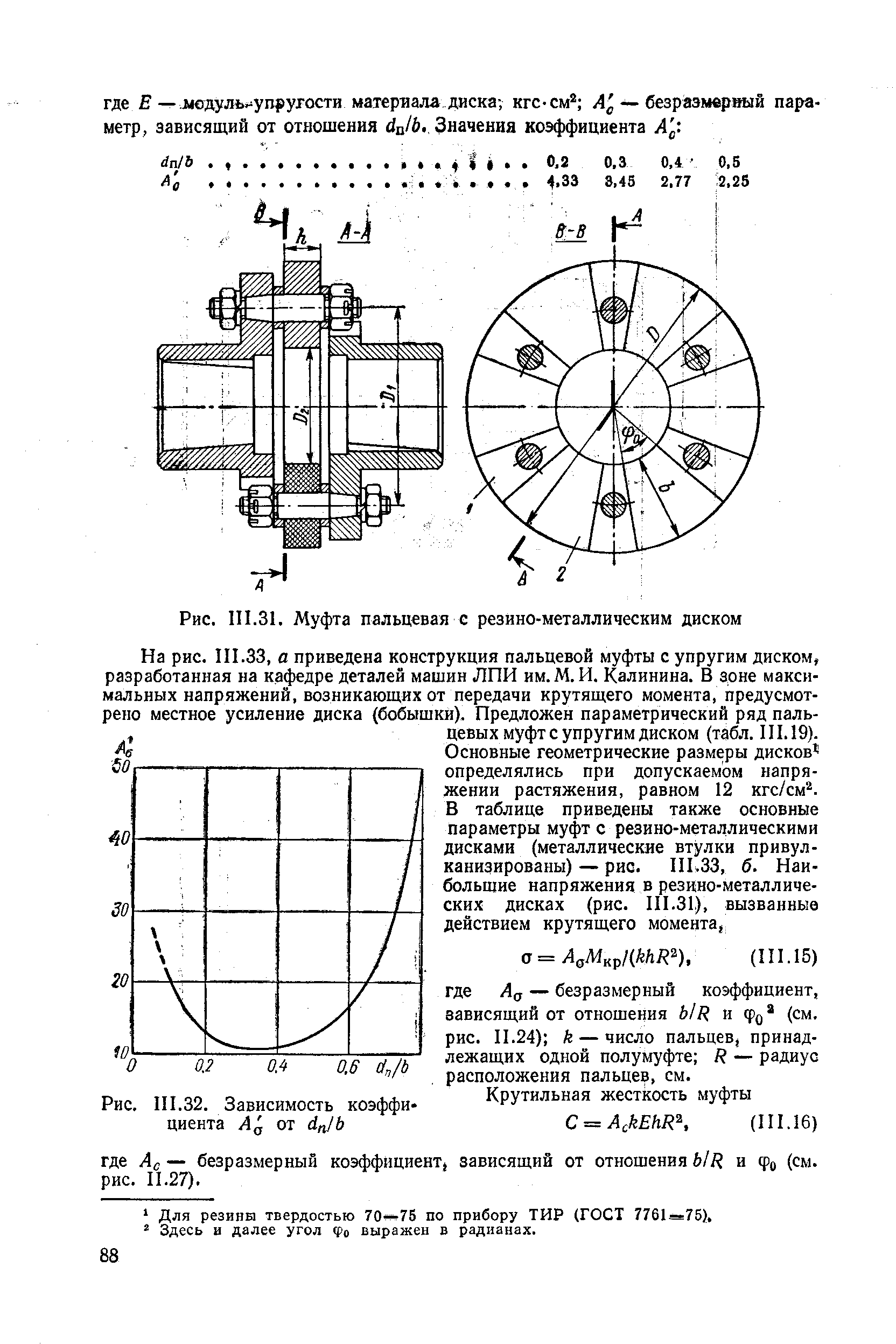 Рис. III.31. Муфта пальцевая с резино-металлическим диском
