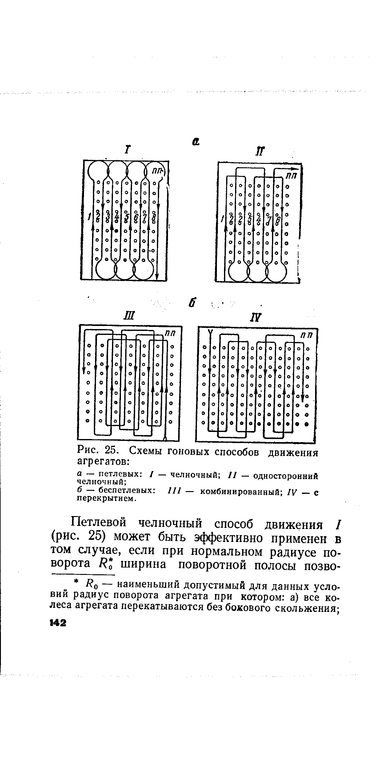 Рис. 25. Схемы головых способов движения агрегатов 
