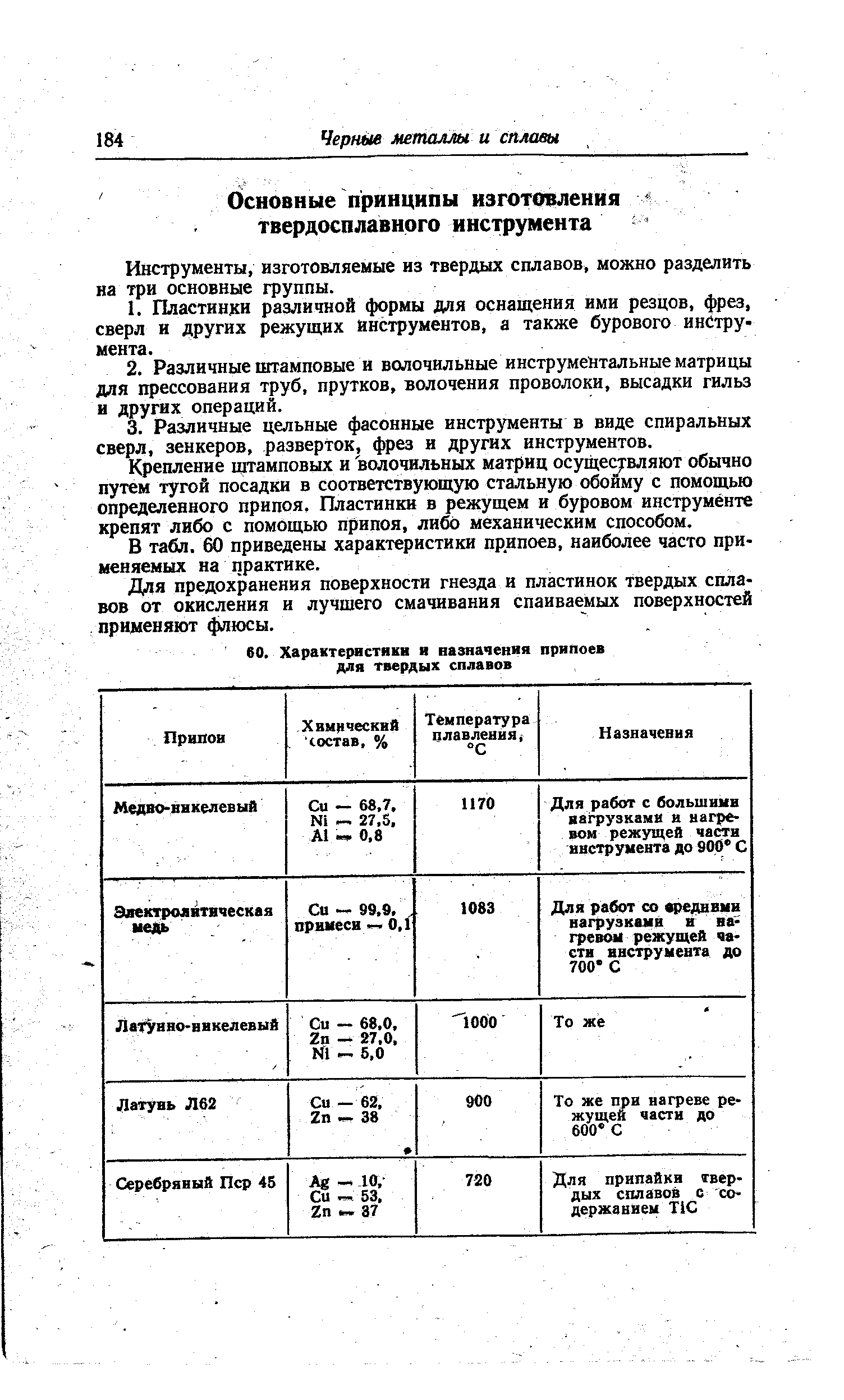 Инструменты, изготовляемые из твердых сплавов, можно разделить на три основные группы.
