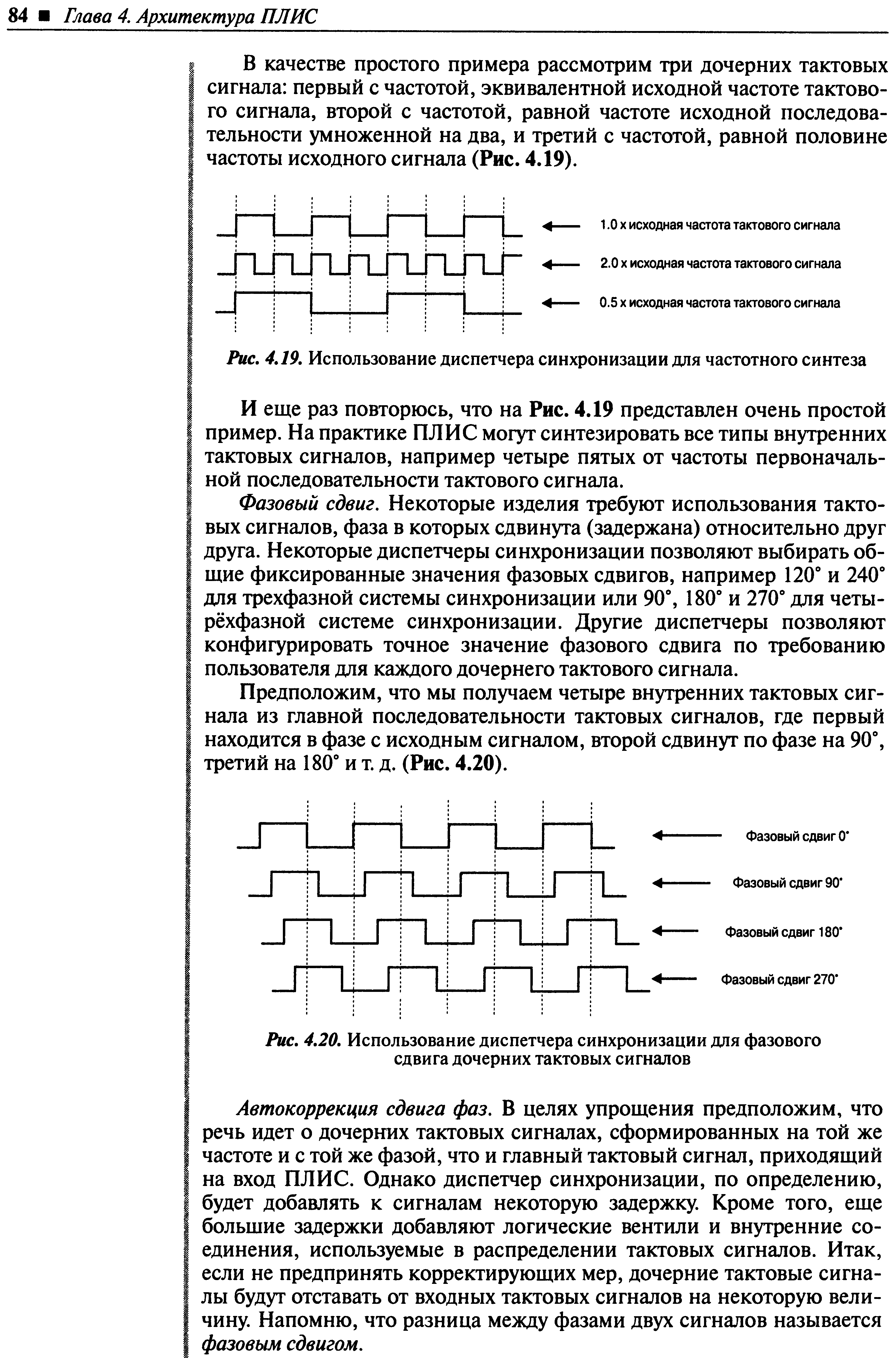 Рис. 4.19, Использование диспетчера синхронизации для частотного синтеза
