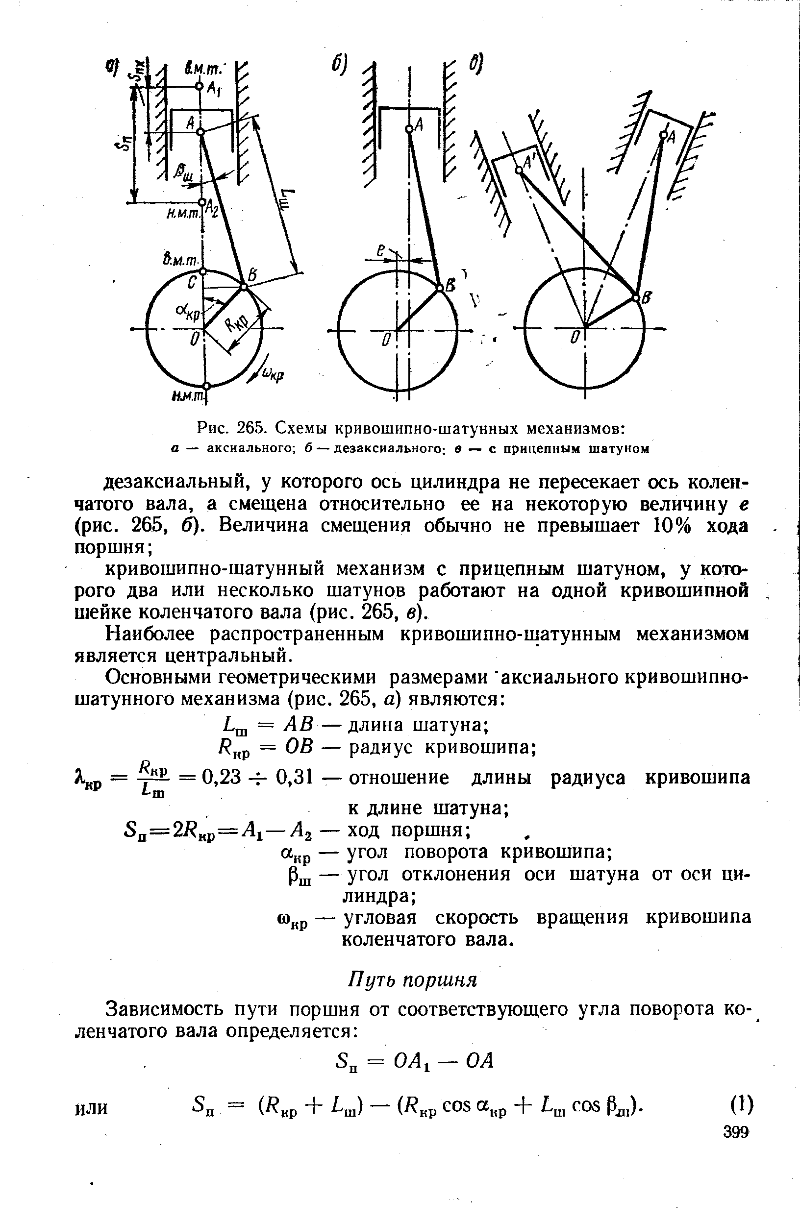 Кинематическая схема кривошипно шатунного механизма