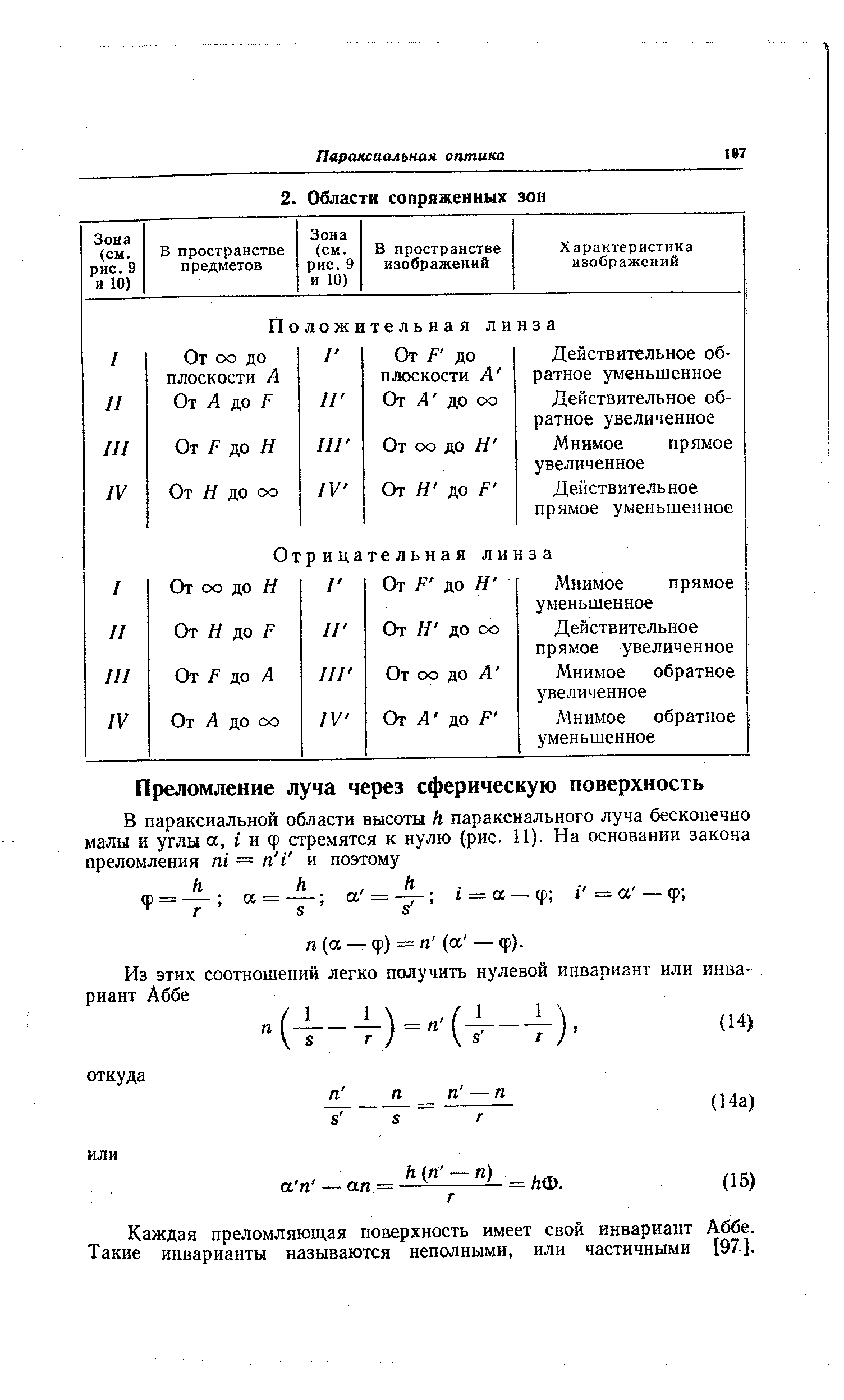 Каждая преломляющая поверхность имеет свой инвариант Аббе. Такие инварианты называются неполными, или частичными [97].
