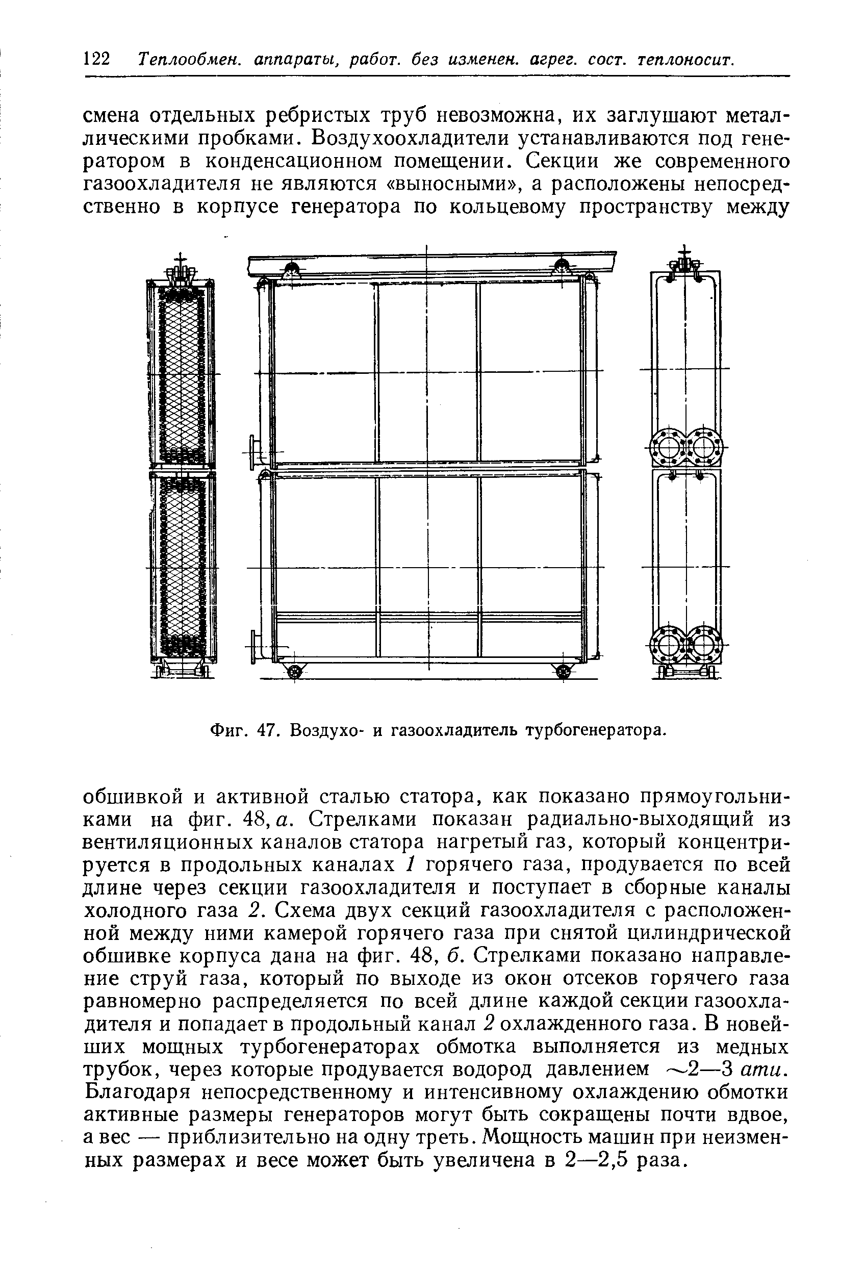Фиг. 47. Воздухо- и газоохладитель турбогенератора.
