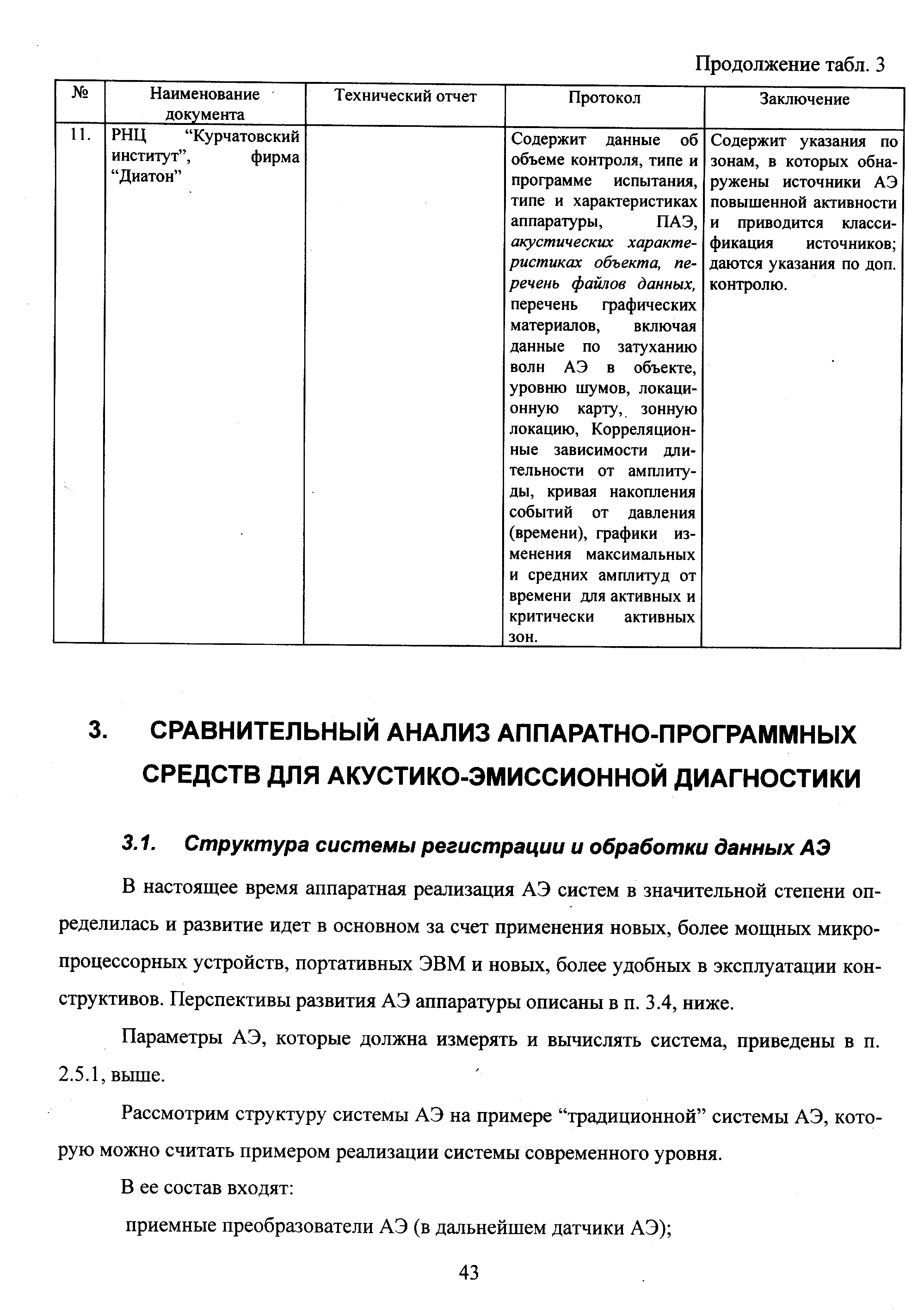 В настоящее время аппаратная реализация АЭ систем в значительной степени определилась и развитие идет в основном за счет применения новых, более мощных микропроцессорных устройств, портативных ЭВМ и новых, более удобных в эксплуатации конструктивов. Перспективы развития АЭ аппаратуры описаны в п. 3.4, ниже.
