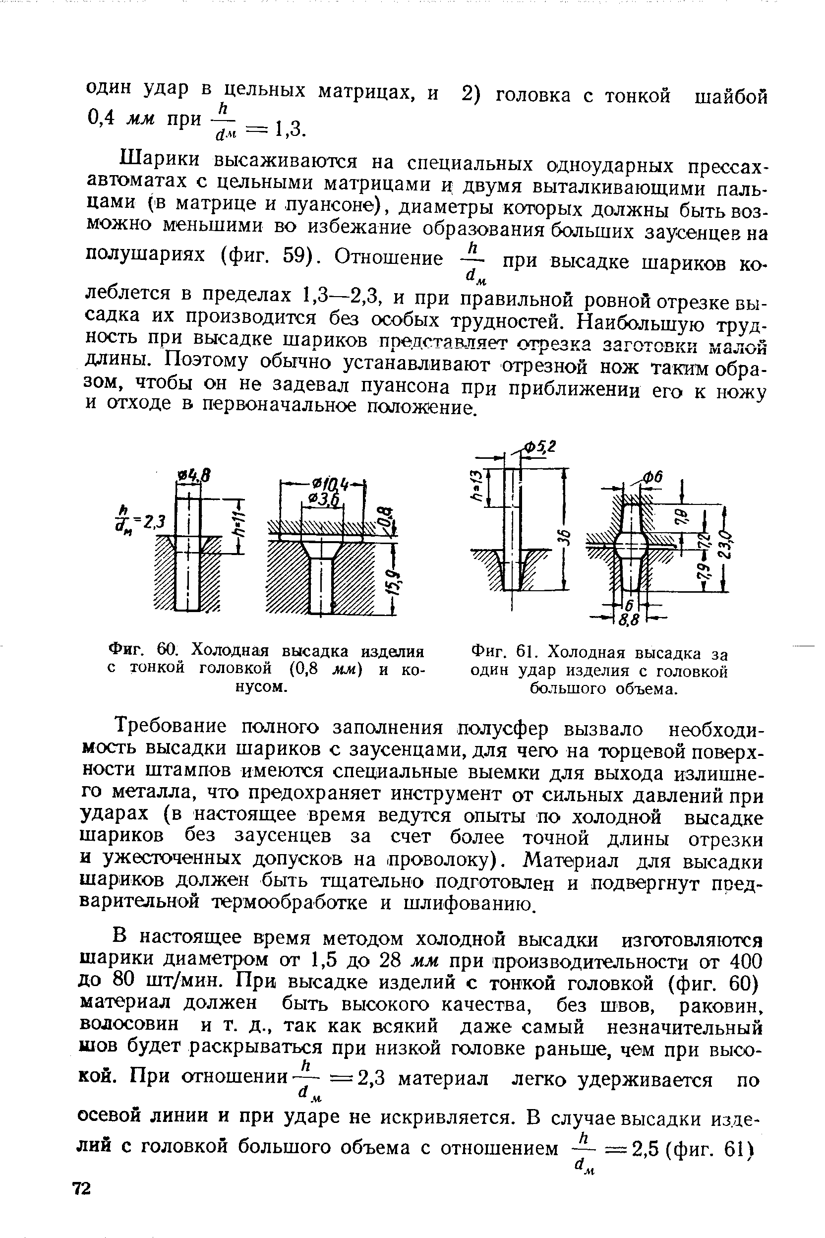 Фиг. 61. <a href="/info/58003">Холодная высадка</a> за один удар изделия с головкой большого объема.
