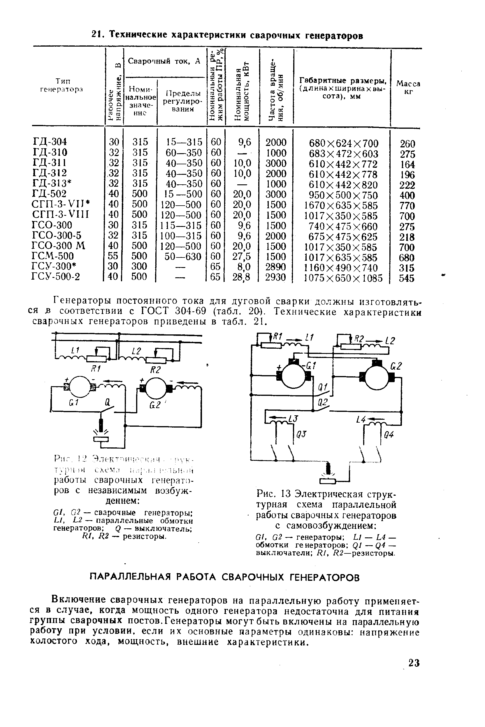 Рис. 13 Электрическая структурная с.хема параллельной работы сварочных генераторов с самовозбуждением 
