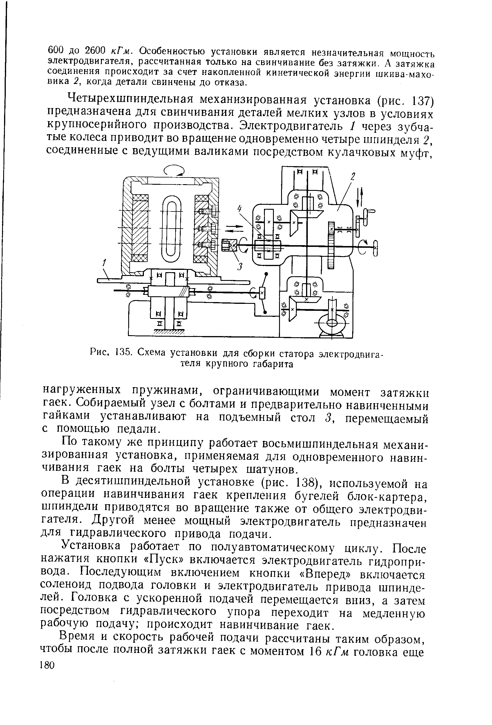 Рис. 135. Схема установки для сборки статора электродвигателя крупного габарита
