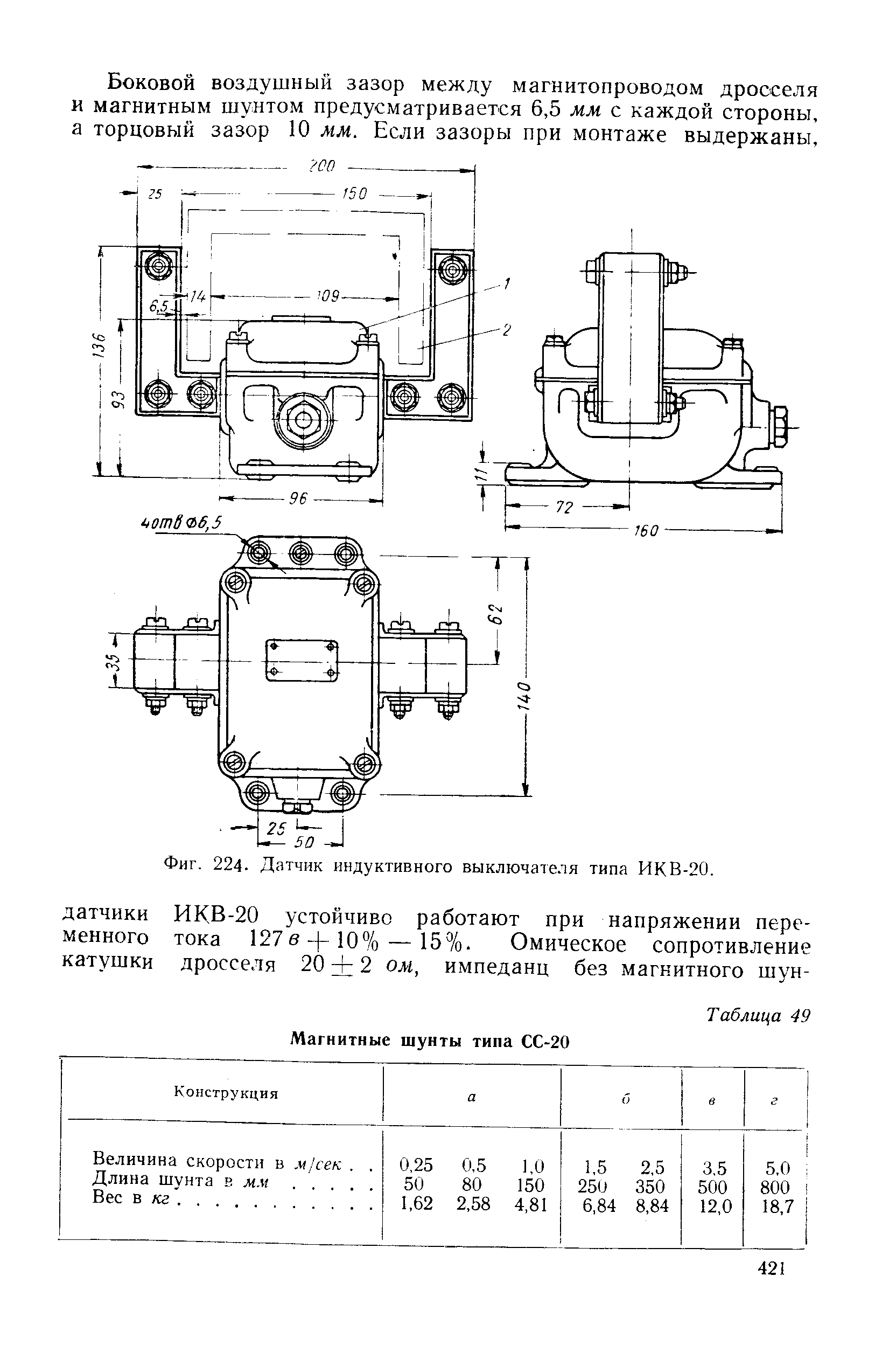 Фиг. 224. Датчик индуктивного выключателя типа ИКВ-20.
