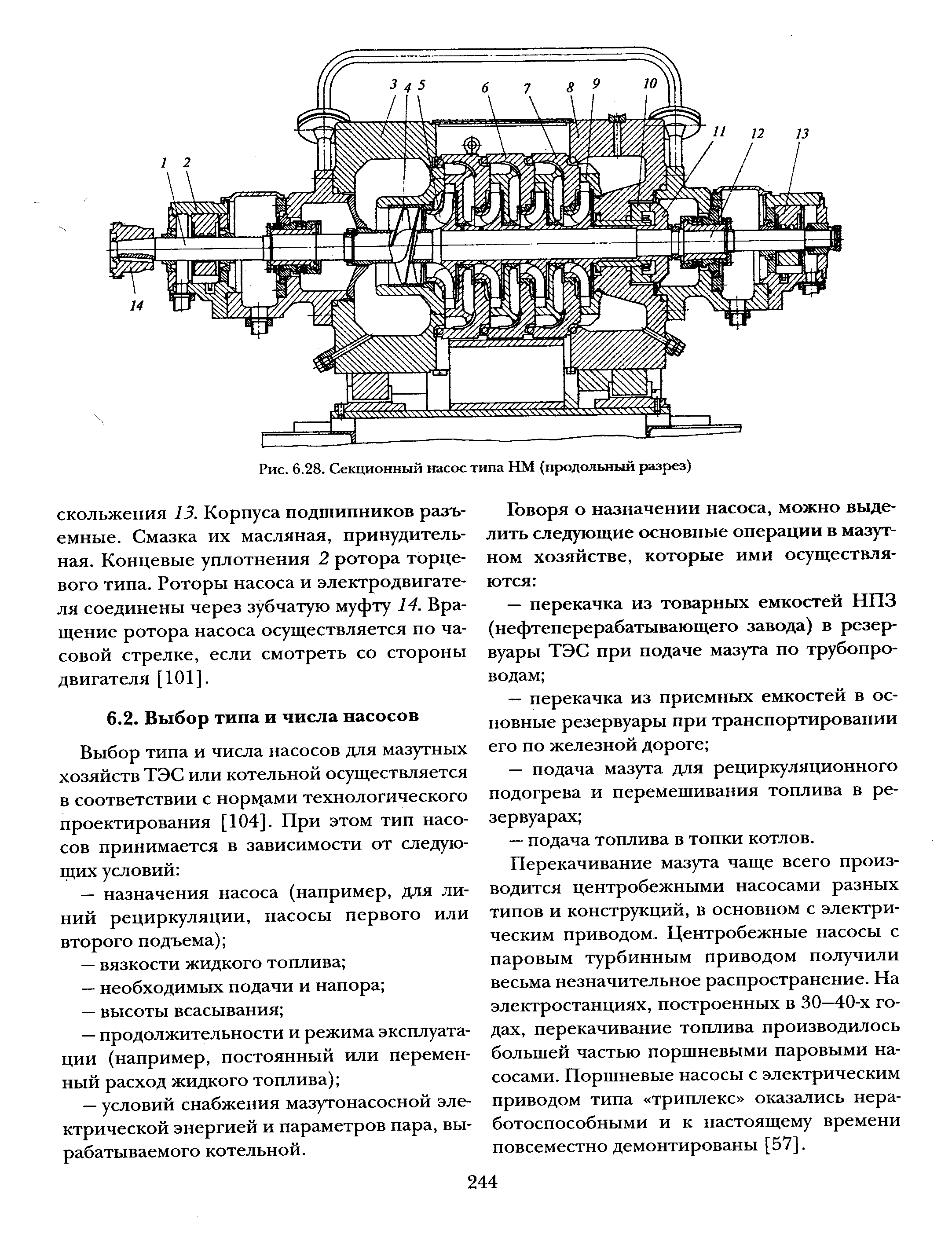 Схема секционного центробежного насоса