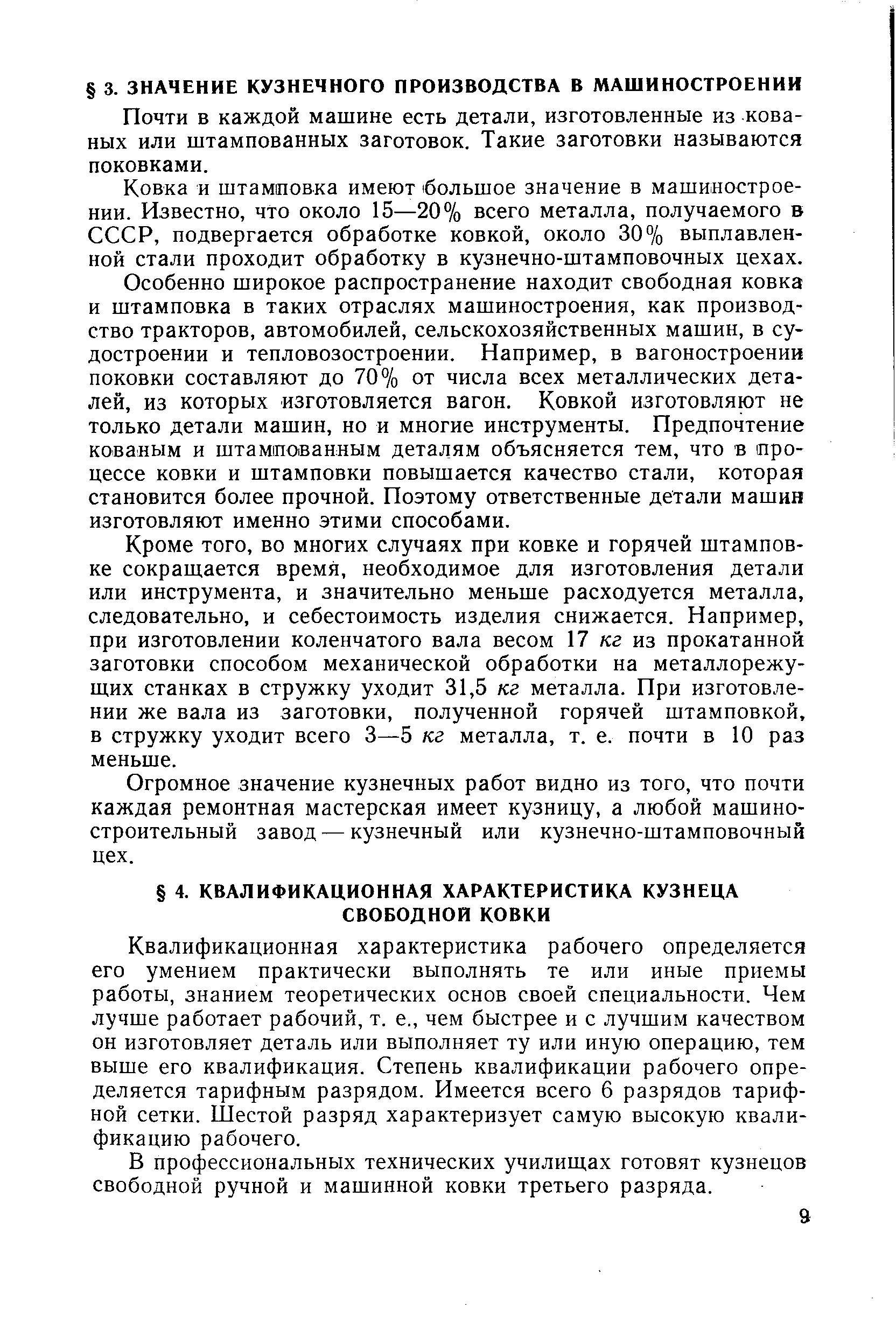 Почти в каждой машине есть детали, изготовленные из кованых или штампованных заготовок. Такие заготовки называются поковками.
