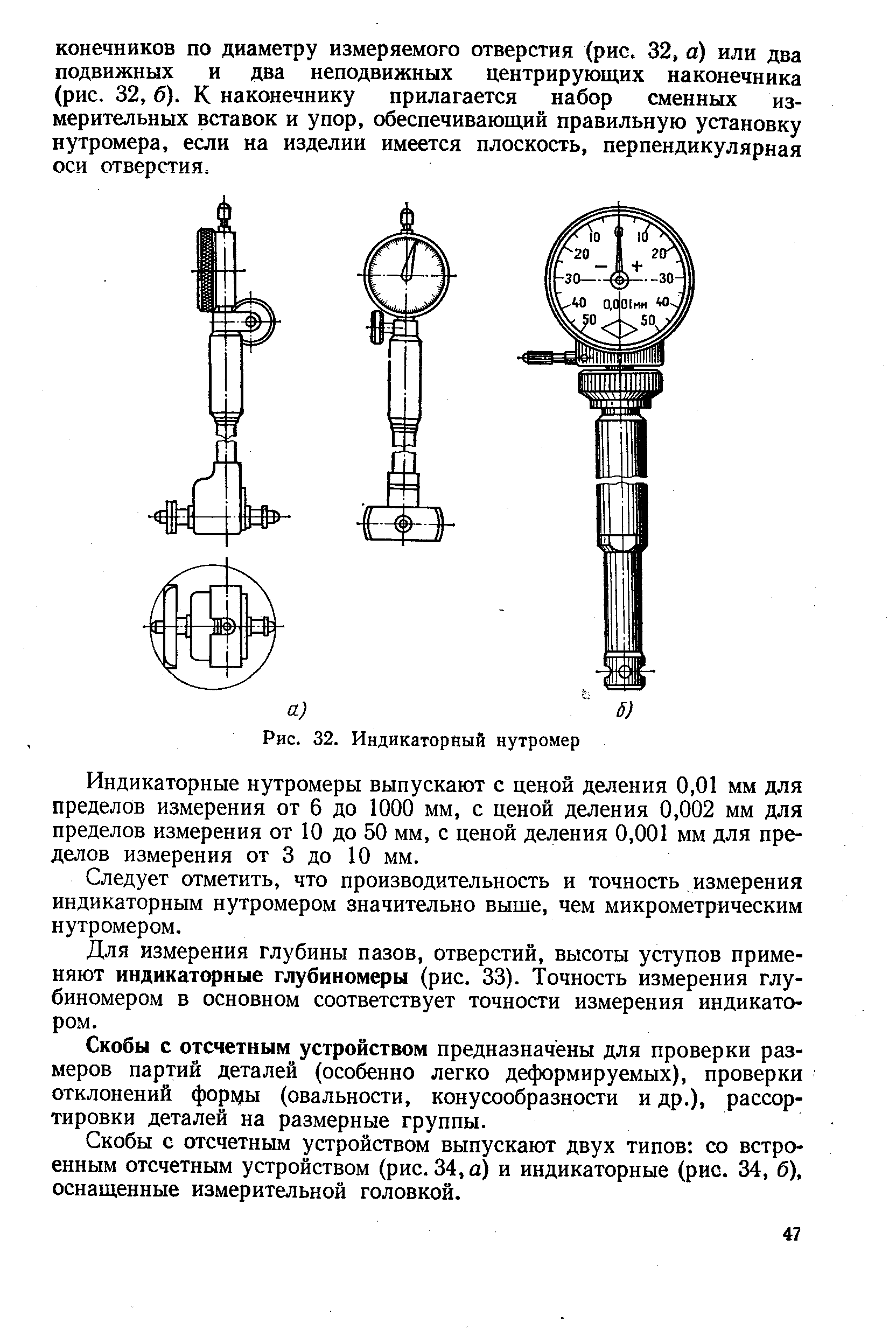 Типы нутромеров