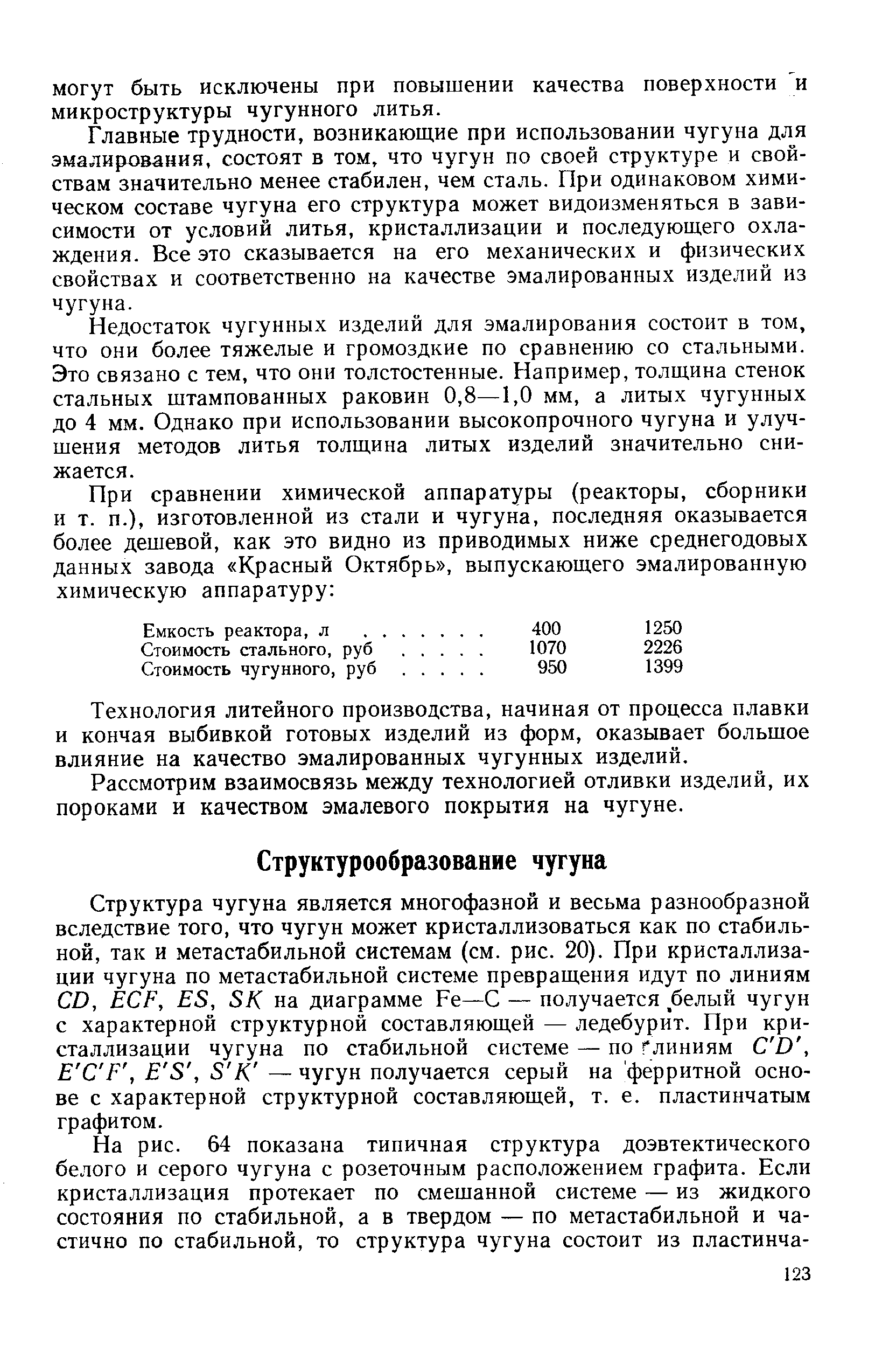 Структура чугуна является многофазной и весьма разнообразной вследствие того, что чугун может кристаллизоваться как по стабильной, так и метастабильной системам (см. рис. 20). При кристаллизации чугуна по метастабильной системе превращения идут по линиям СО, ЕСР, Е8, 8К на диаграмме Ре—С — получается белый чугун с характерной структурной составляющей — ледебурит. При кристаллизации чугуна по стабильной системе — по Глиниям СО, Е С Р, Е 8, 8 К — чугун получается серый на ферритной основе с характерной структурной составляющей, т. е. пластинчатым графитом.
