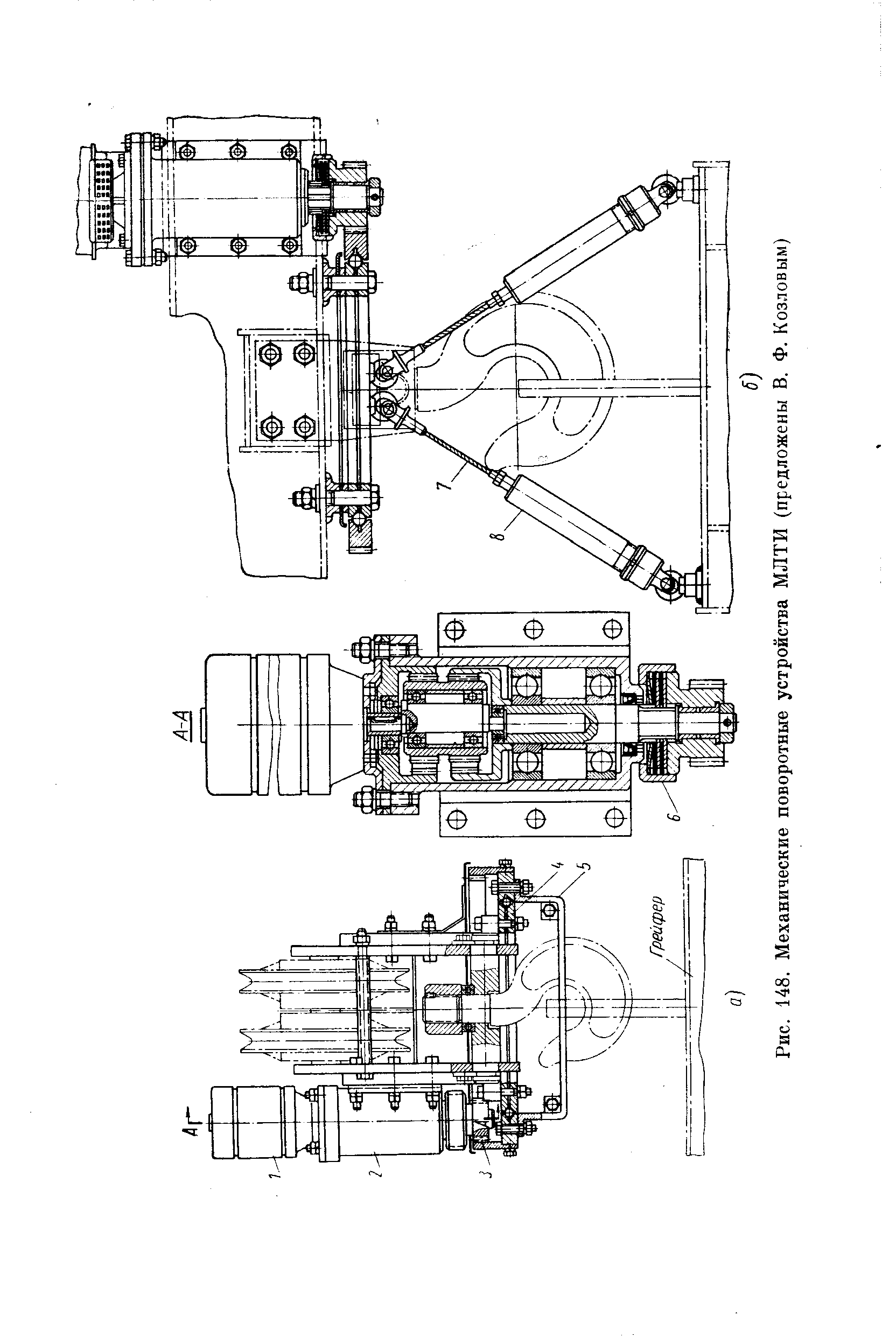 Рис. 148. Механические поворотные устройства МЛТИ (предложены В. Ф. Козловым)
