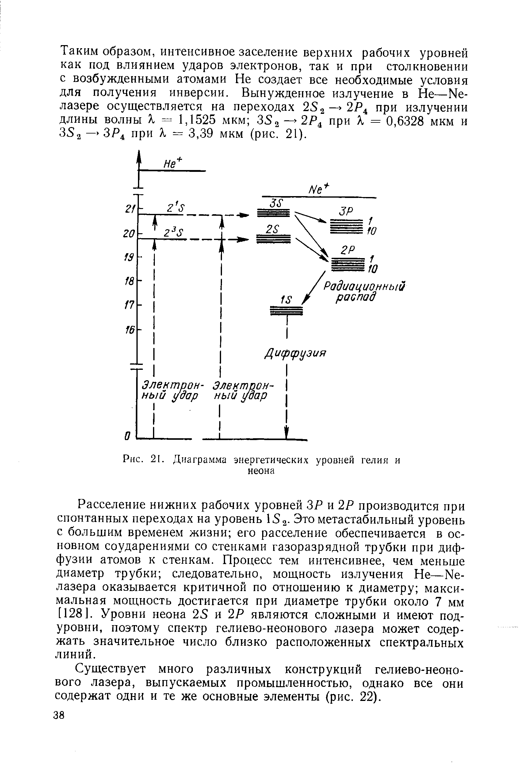 Рис. 21. <a href="/info/12819">Диаграмма энергетических</a> уровней гелия и неона
