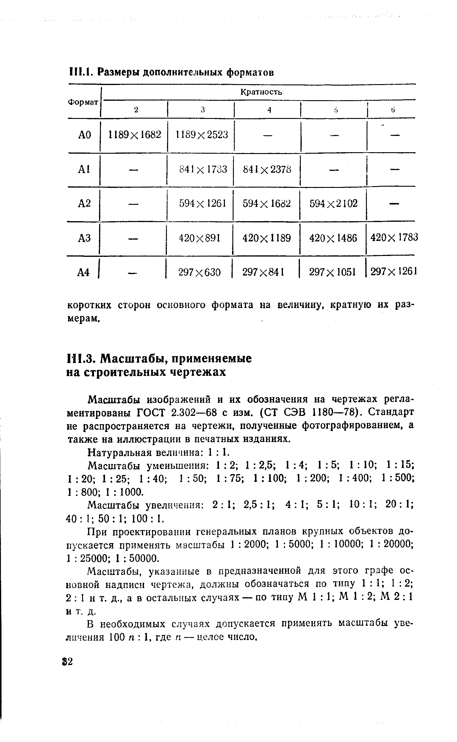 Масштабы изображений и их обозначения на чертежах регламентированы ГОСТ 2.302—68 с изм. (СТ СЭВ 1180—78). Стандарт не распространяется на чертежи, полученные фотографированием, а также на иллюстрации в печатных изданиях.
