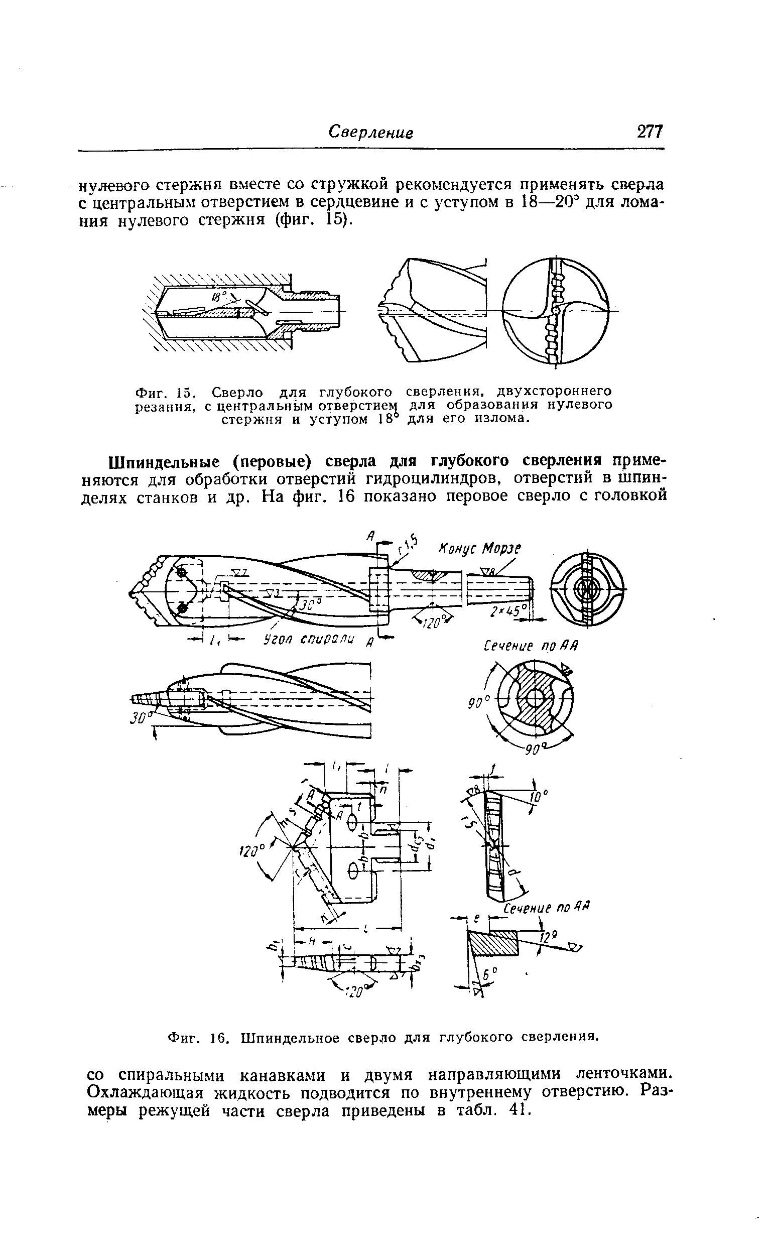Фиг. 16. Шпиндельное сверло для глубокого сверления.
