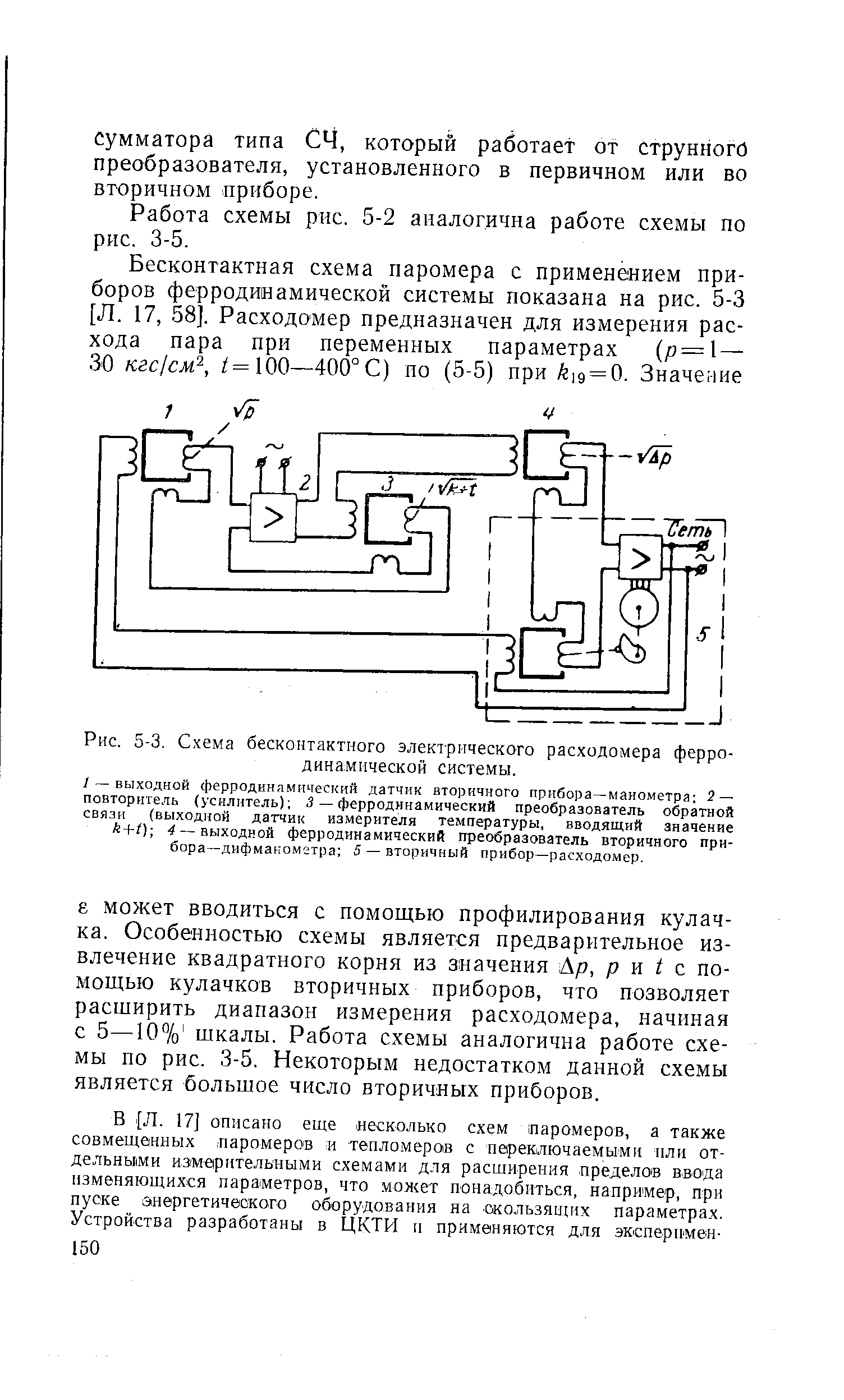 Рис. 5-3. Схема бесконтактного электрического расходомера ферродинамической системы.
