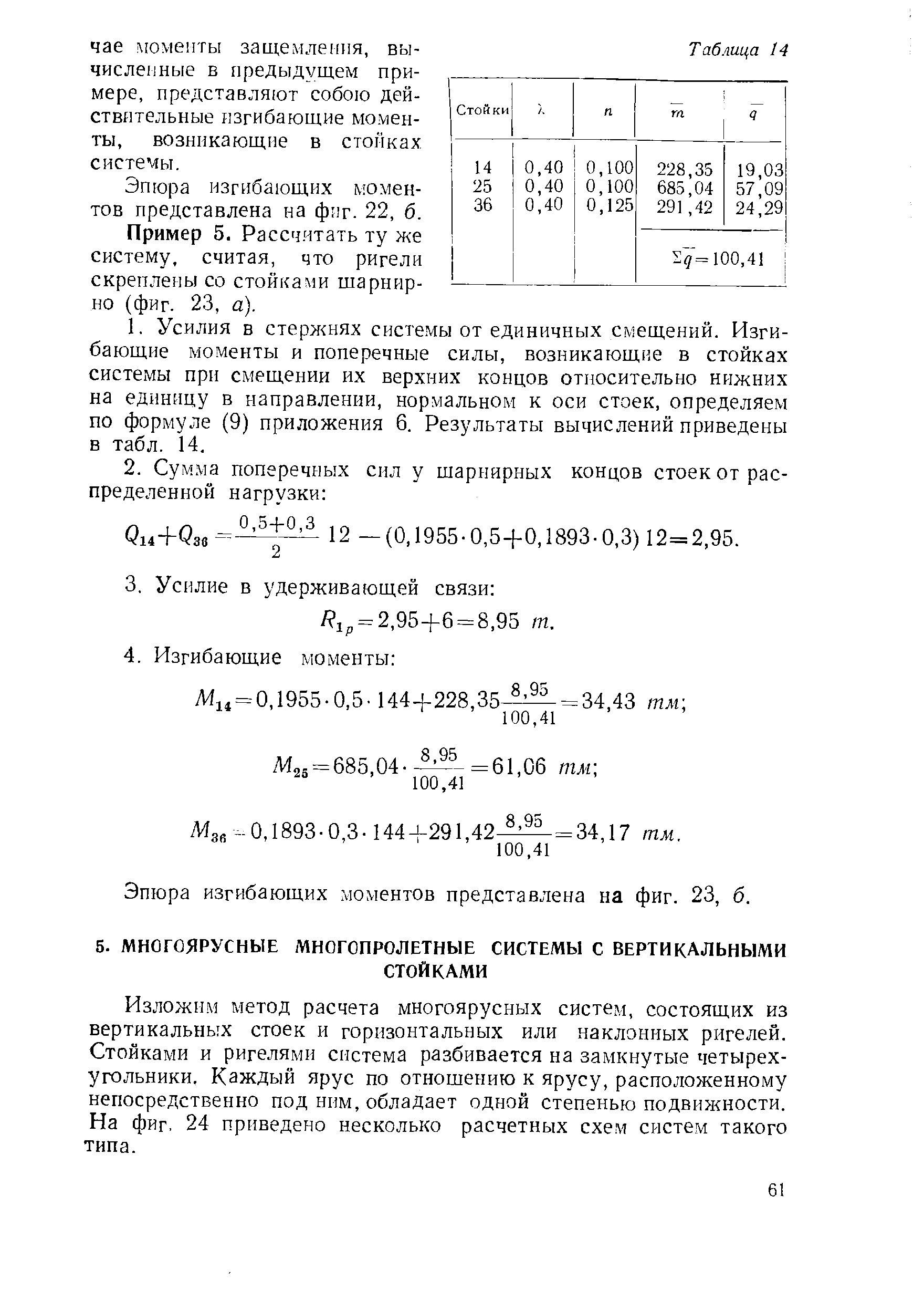 Эпюра изгибающих моментов представлена на фиг. 22, б.
