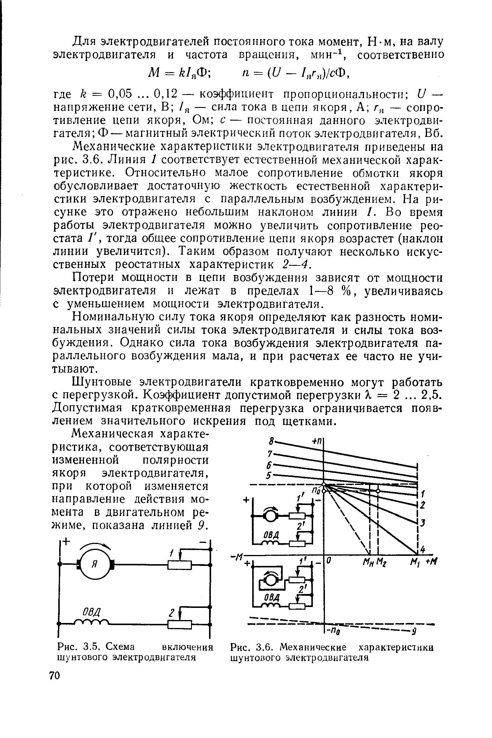 Рис. 3.6. <a href="/info/7719">Механические характеристики</a> шунтового электродвигателя
