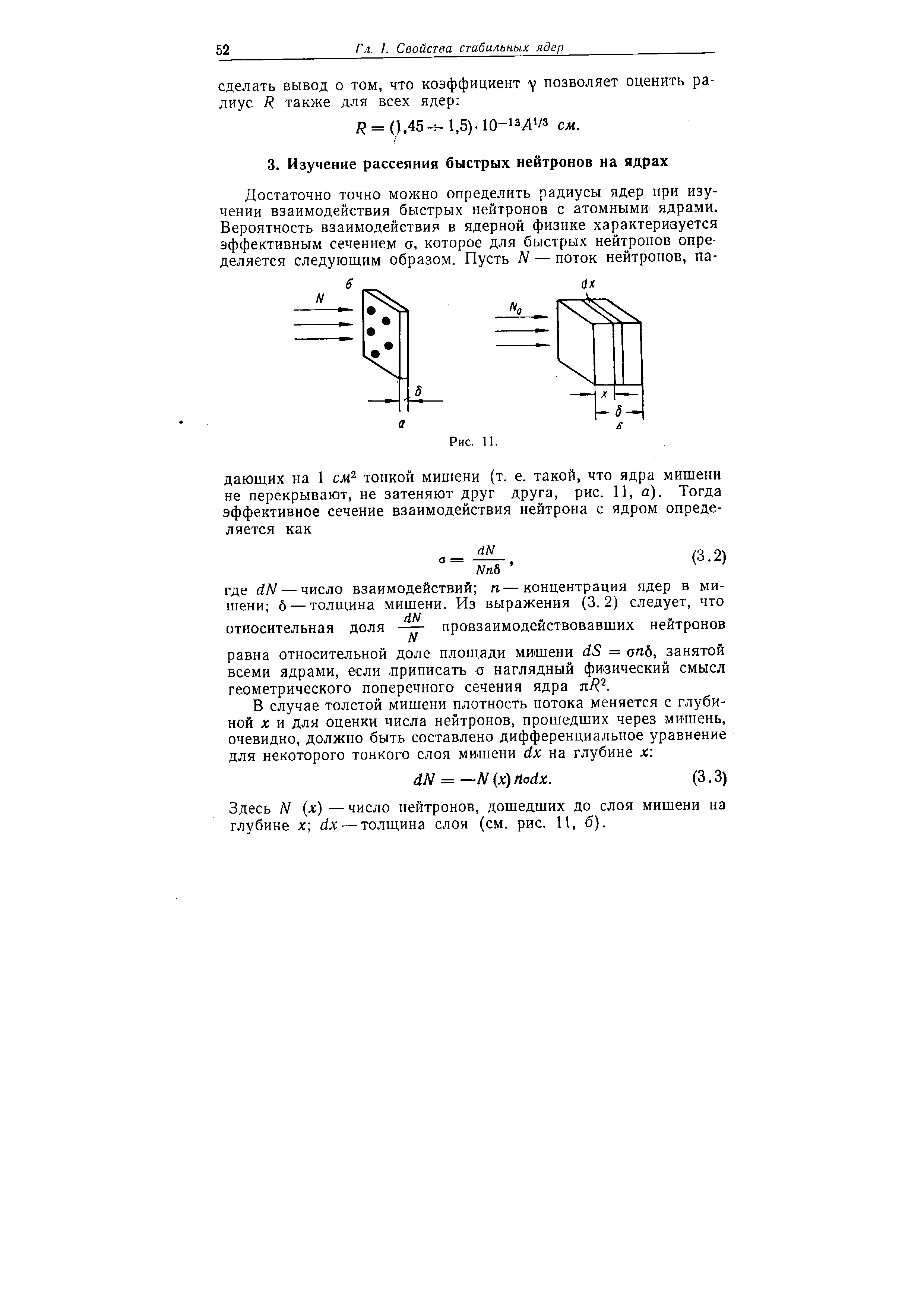 Здесь N (л )—число нейтронов, дошедших до слоя мишени на глубине х dx — толщина слоя (см. рис. 11, б).
