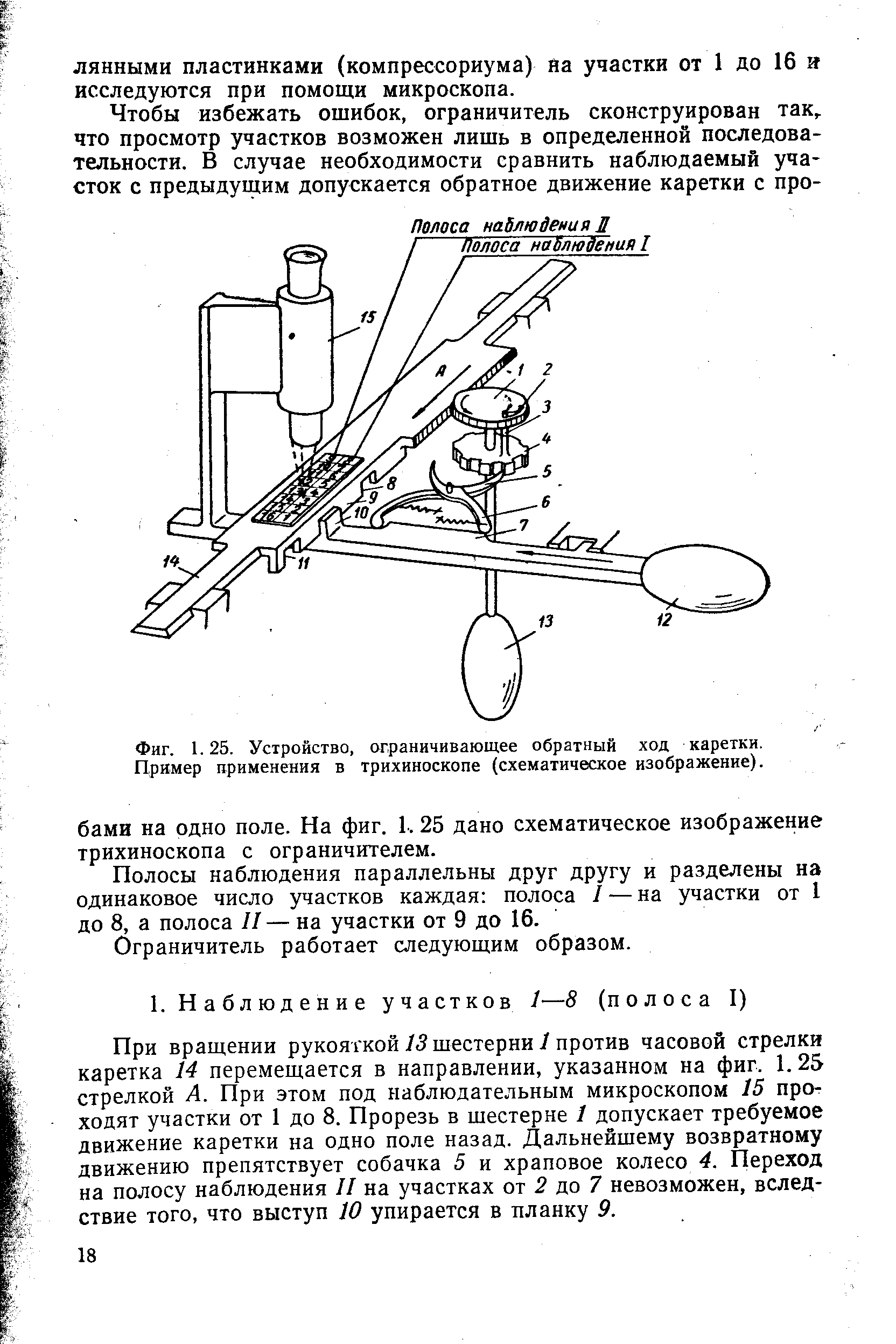Полосы наблюдения параллельны друг другу и разделены на одинаковое число участков каждая полоса I — на участки от 1 до 8, а полоса II— на участки от 9 до 16.
