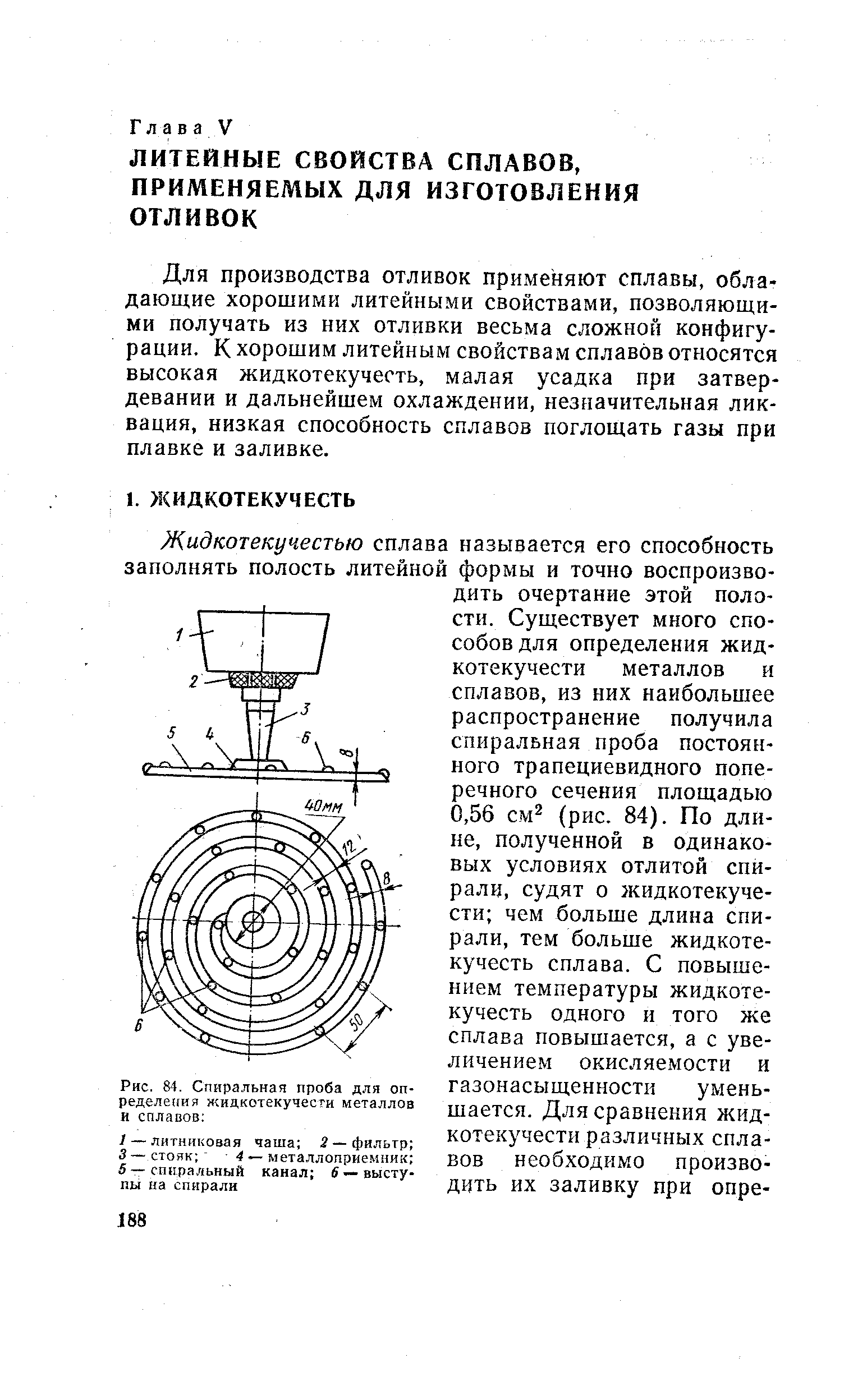 Рис. 84. Спиральная проба для определения жидкотекучести металлов и сплавов 
