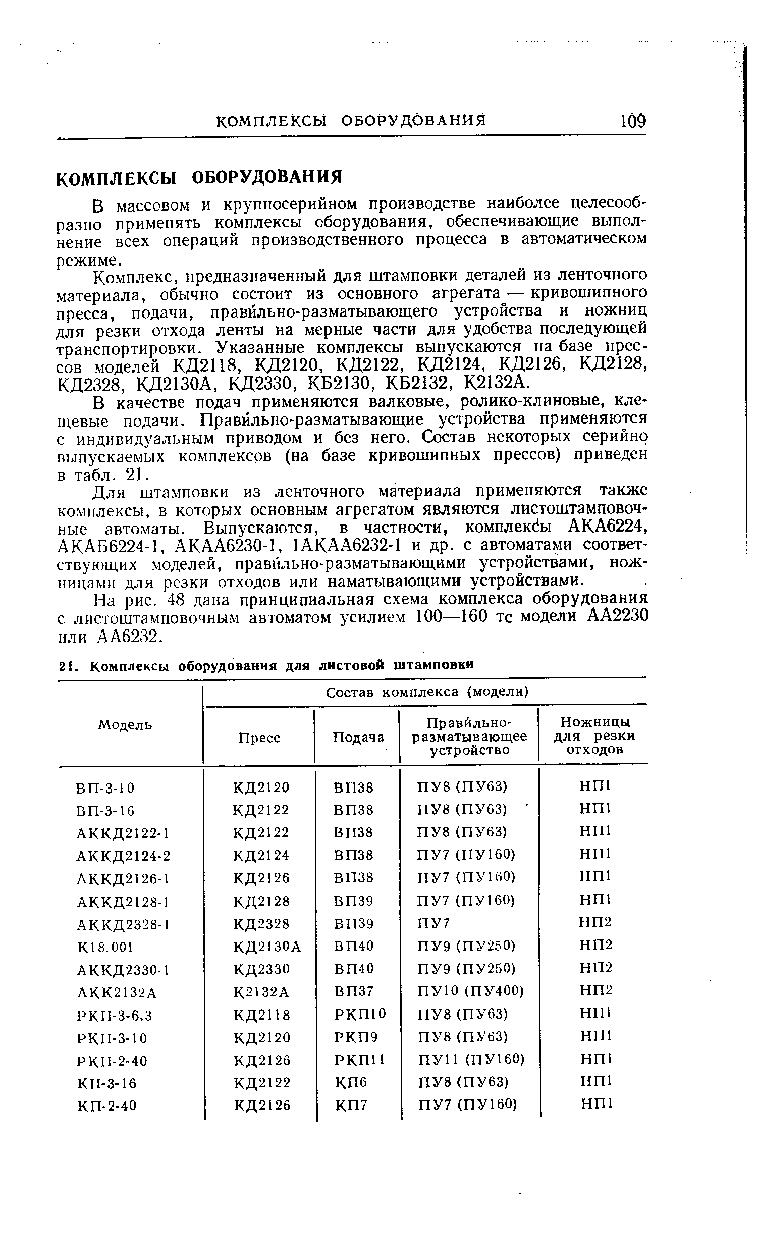 В массовом и крупносерийном производстве наиболее целесообразно применять комплексы оборудования, обеспечивающие выполнение всех операций производственного процесса в автоматическом режиме.
