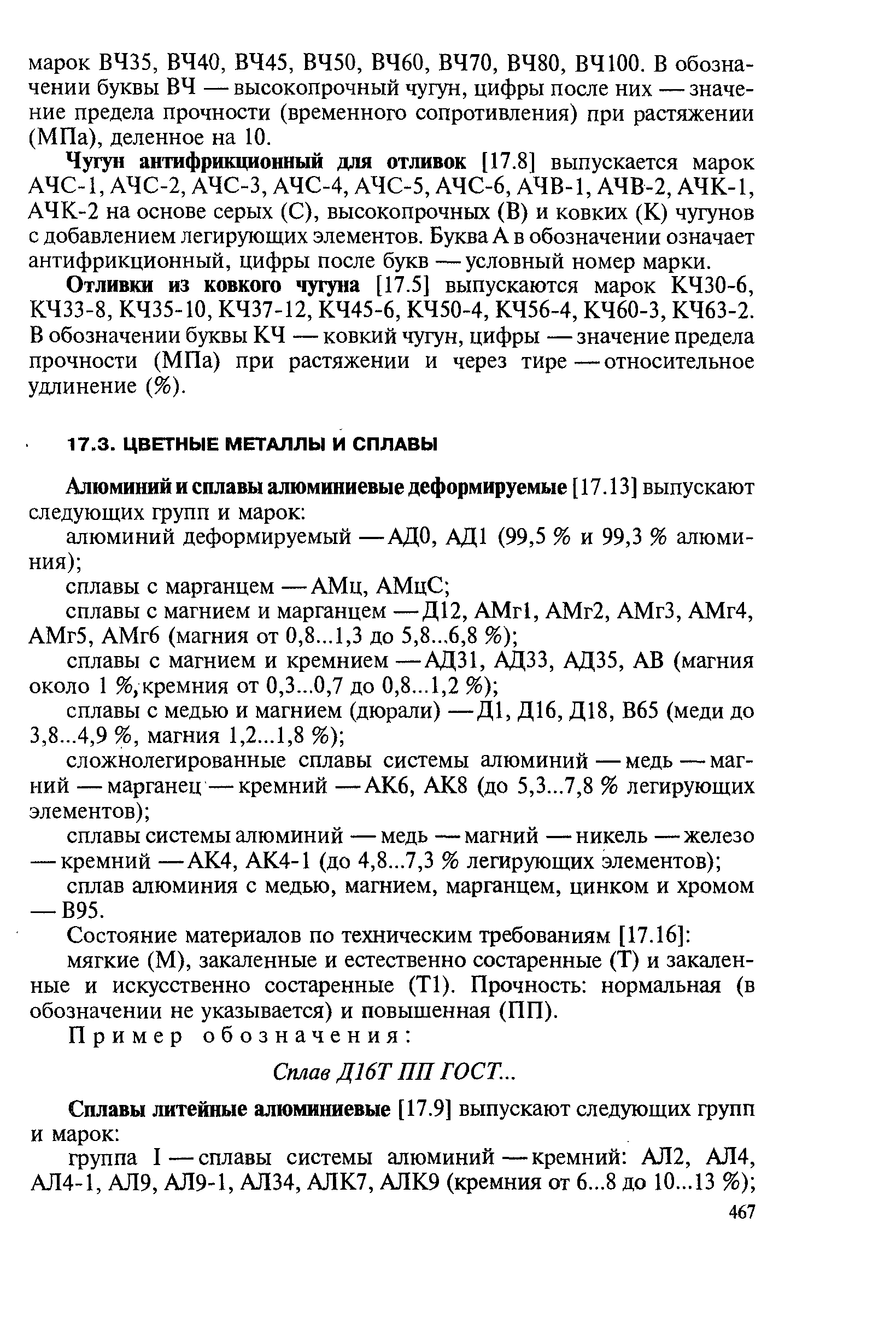 Состояние материалов по техническим требованиям [17.16] мягкие (М), закаленные и естественно состаренные (Т) и закаленные и искусственно состаренные (Т1). Прочность нормальная (в обозначении не указывается) и повыщенная (ПП).
