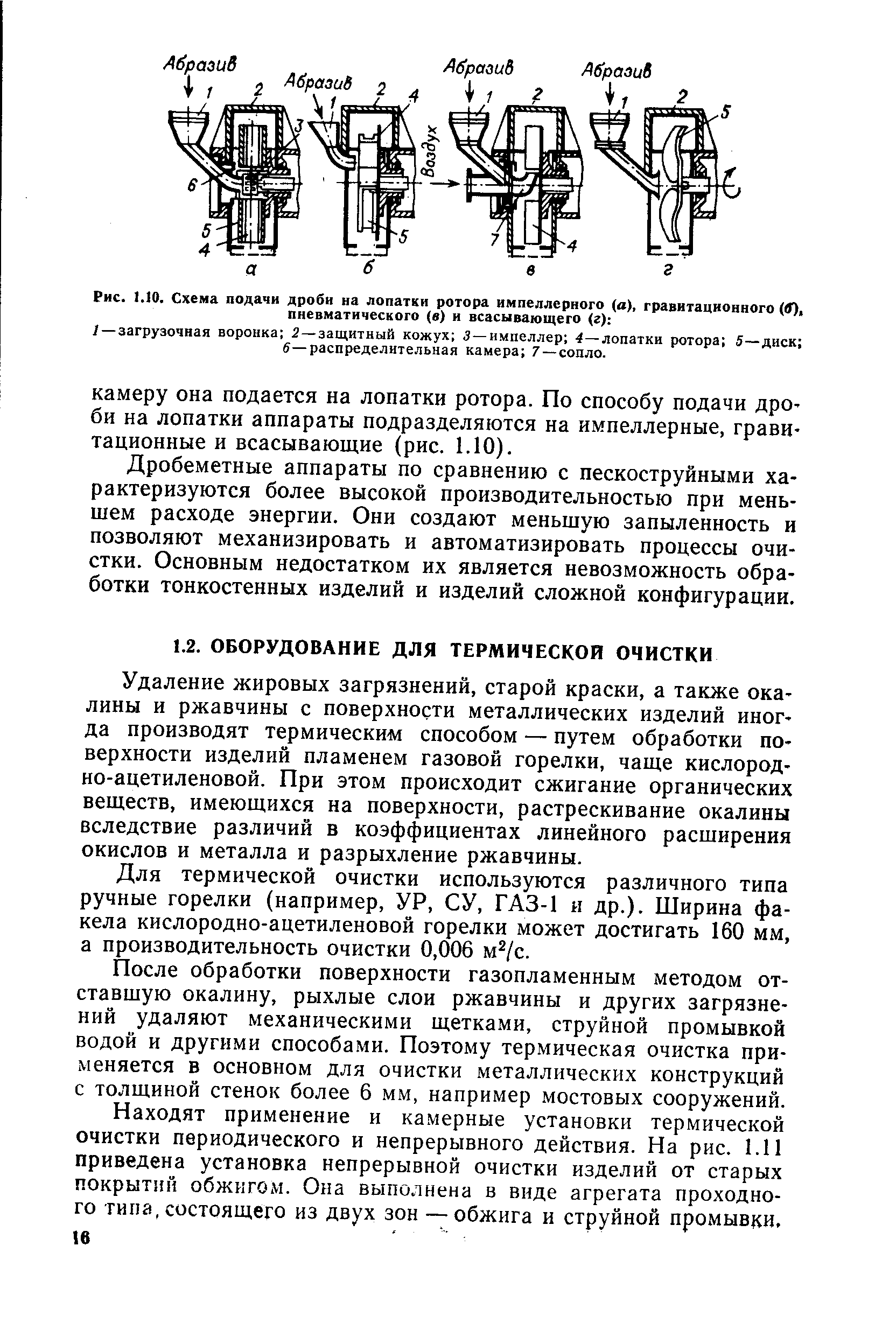 Удаление жировых загрязнений, старой краски, а также окалины и ржавчины с поверхности металлических изделий иногда производят термическим способом — путем обработки поверхности изделий пламенем газовой горелки, чаще кислородно-ацетиленовой. При этом происходит сжигание органических веществ, имеющихся на поверхности, растрескивание окалины вследствие различий в коэффициентах линейного расширения окислов и металла и разрыхление ржавчины.
