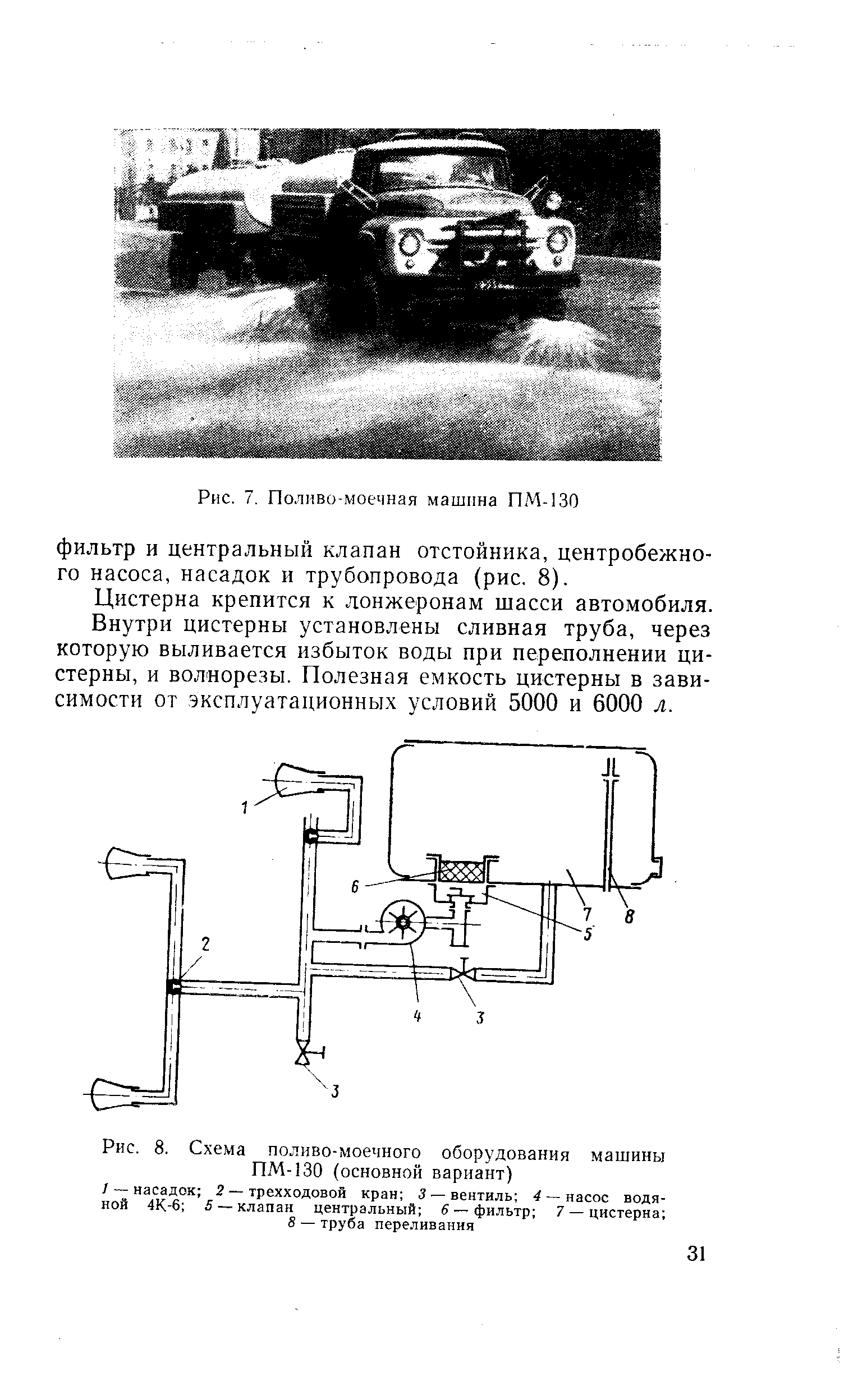 Рис. 8. Схема поливо-моечного оборудования машины ПМ-130 (основной вариант)
