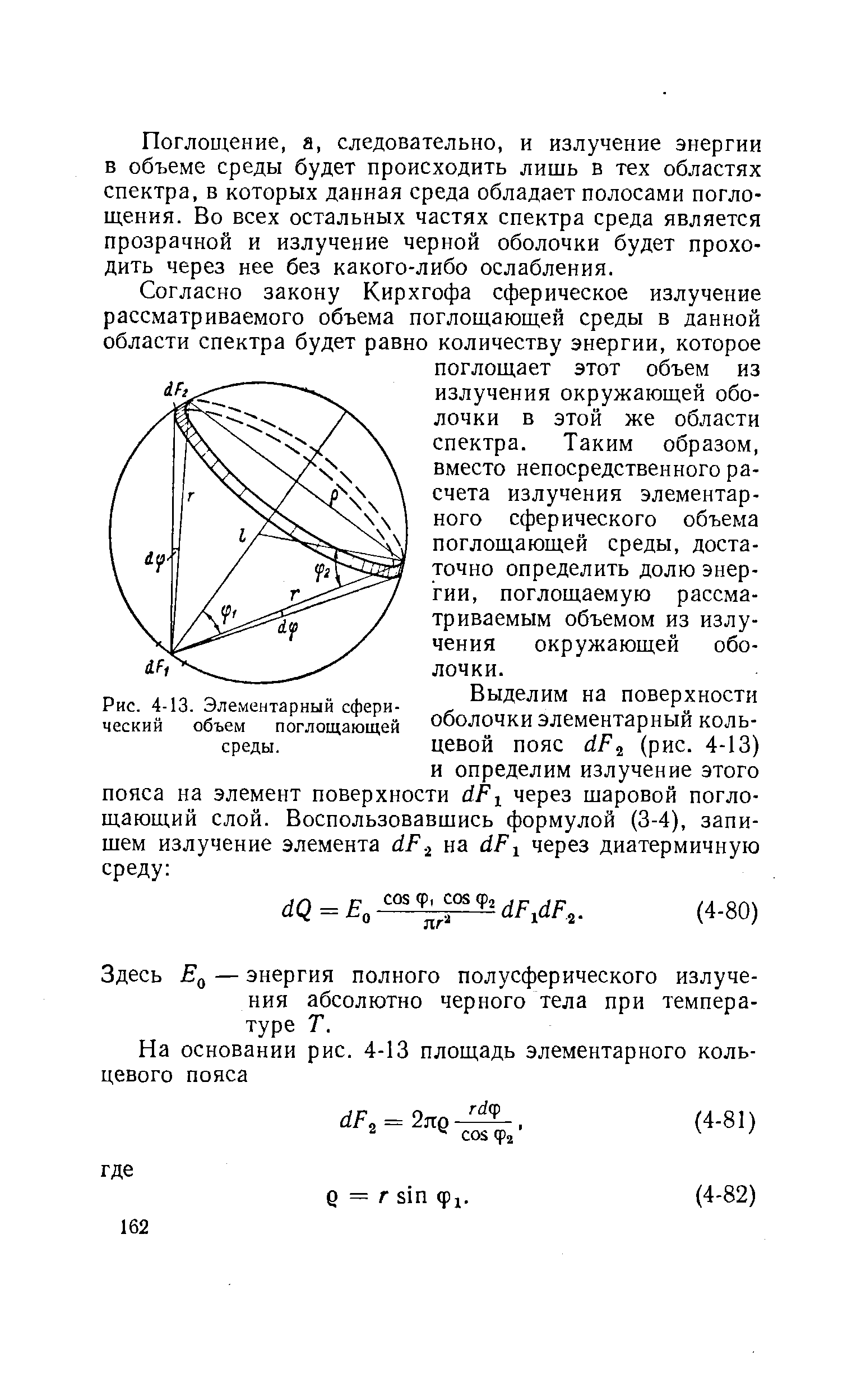 Рис. 4-13. Элементарный сферический объем поглощающей среды.
