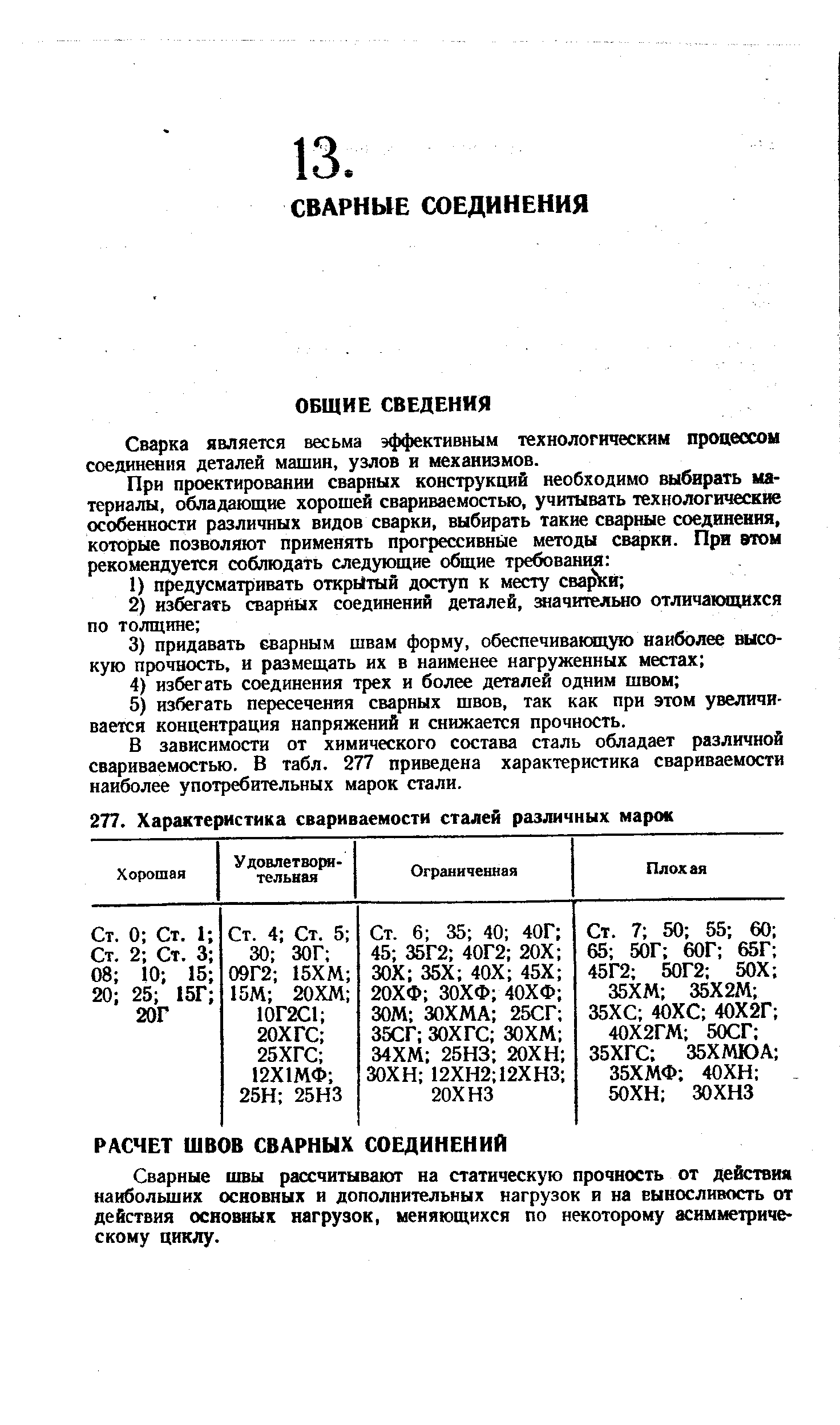 Сварные швы рассчитывают на статическую прочность от действия наибольших основных и дополнительных нагрузок и на выносливость от действия основных нагрузок, меняющихся по некоторому ж имметриче-скому циклу.
