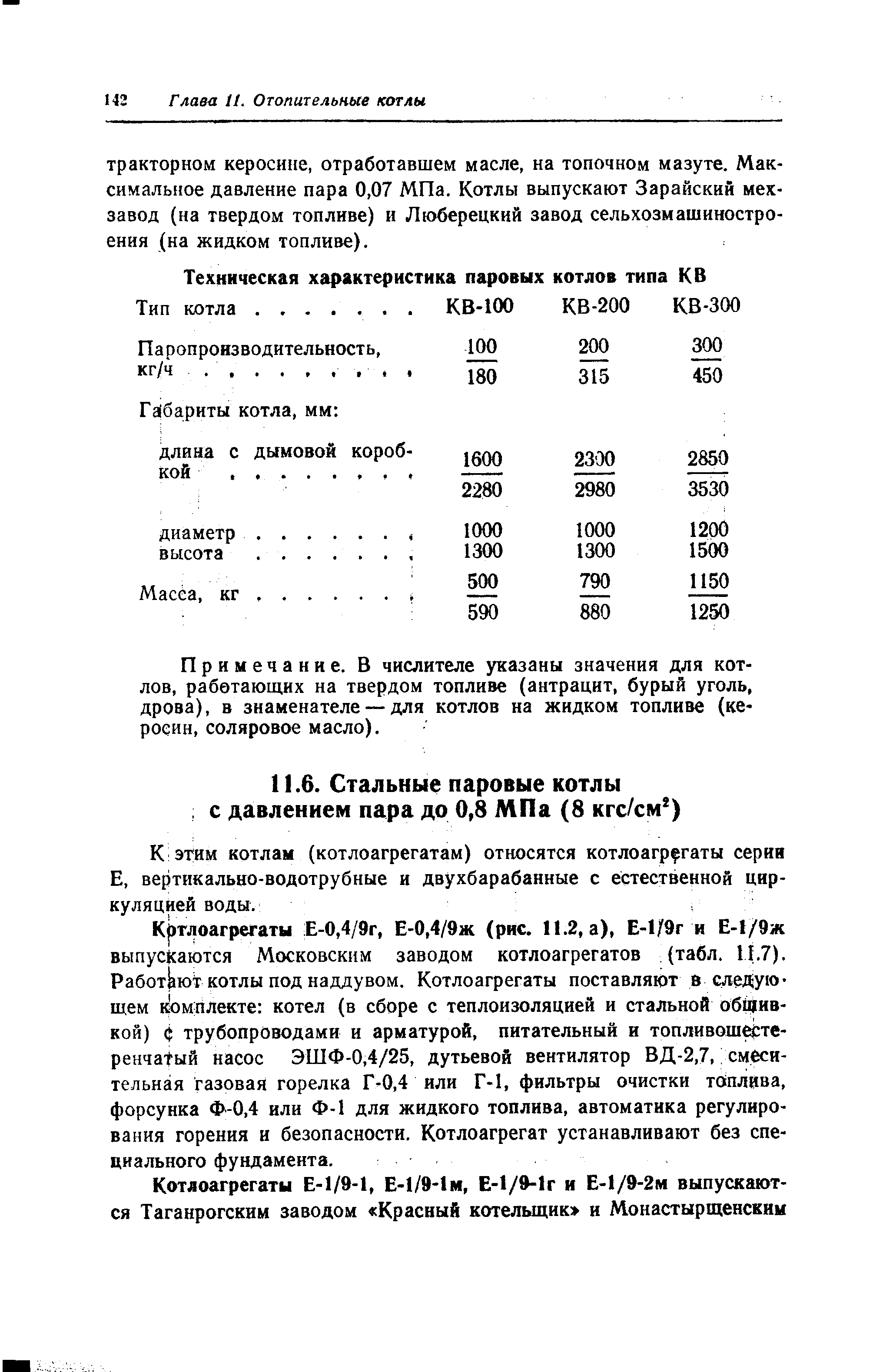 К этим котлам (котлоагрегатам) относятся котлоагрегаты серии Е, вертикально-водотрубные и двухбарабанные с естественной циркуляцией воды.

