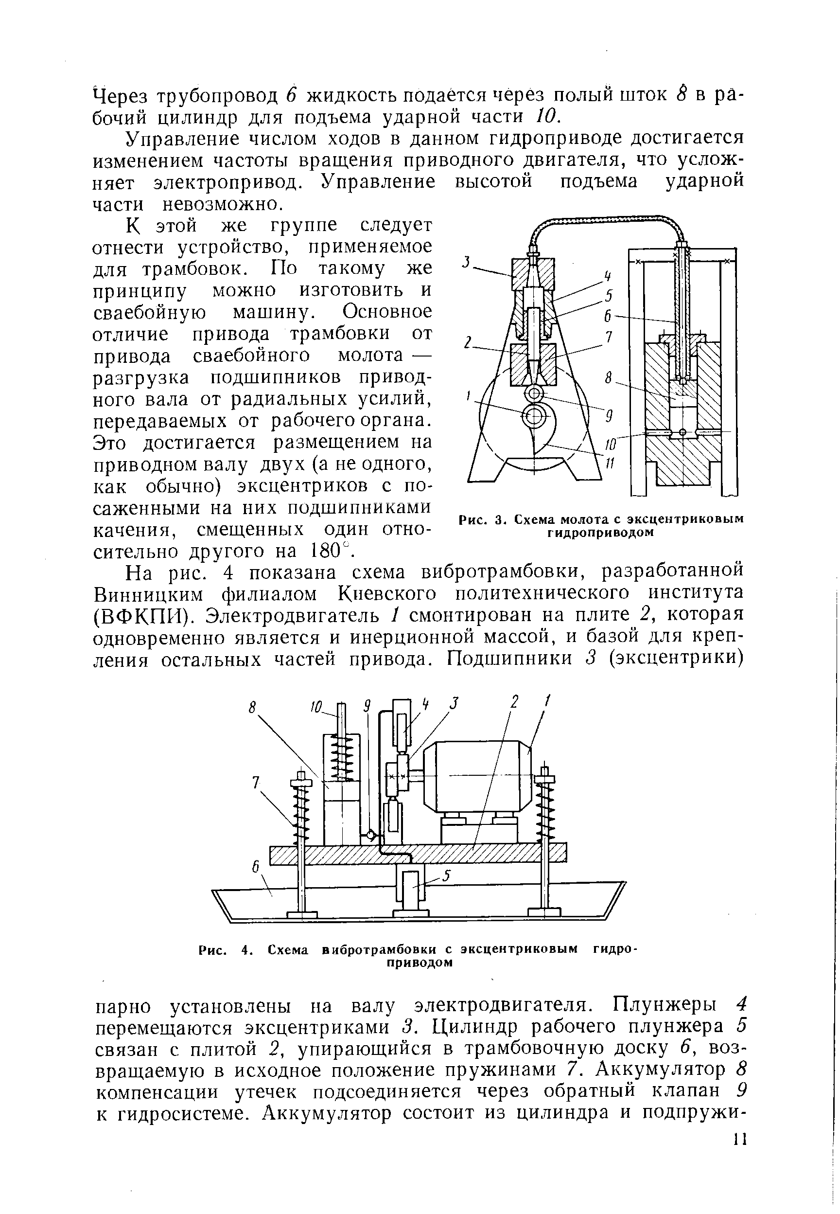 Рис. 3. Схема молота с эксцентриковым гидроприводом
