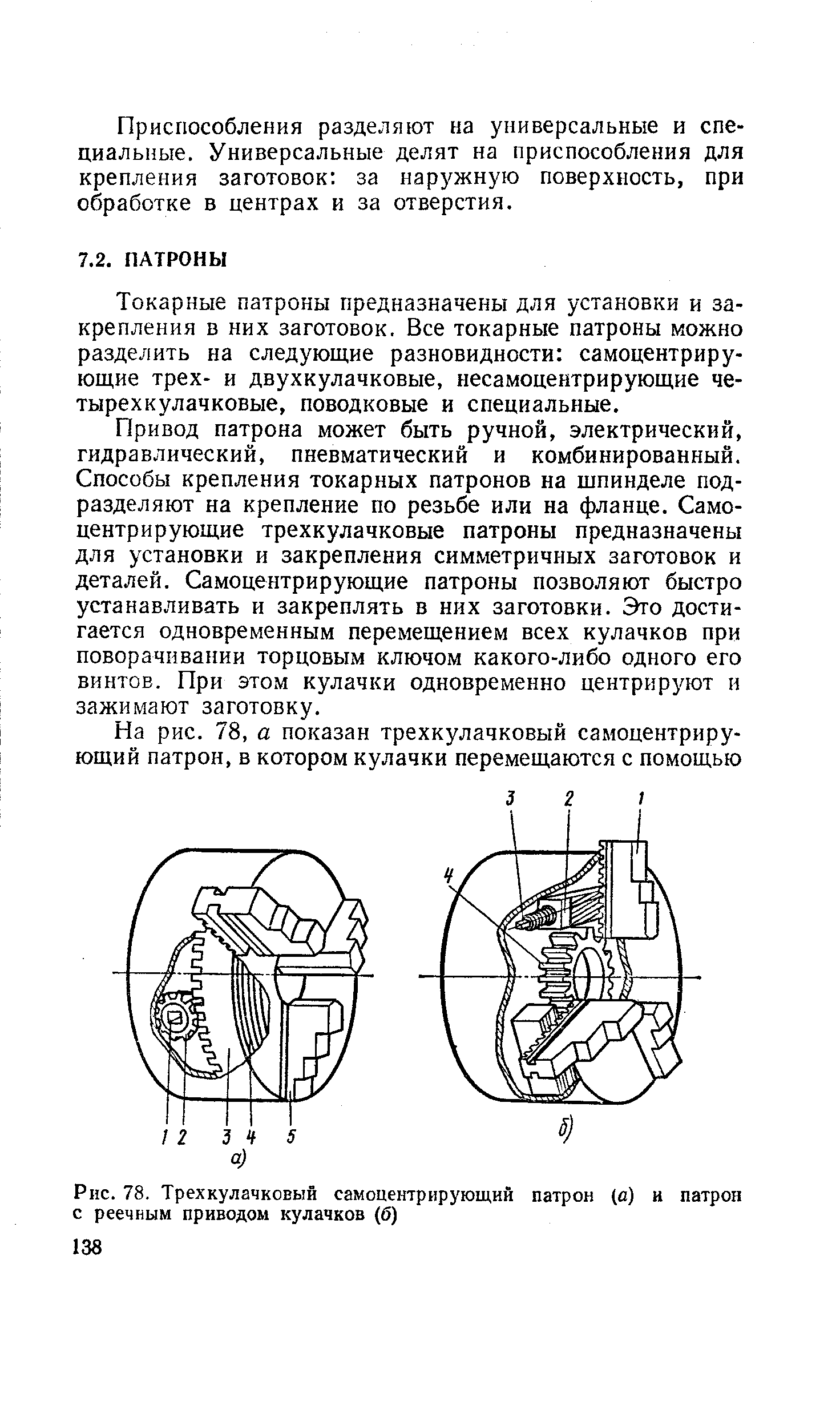 Схема работы самоцентрирующего трехкулачкового патрона