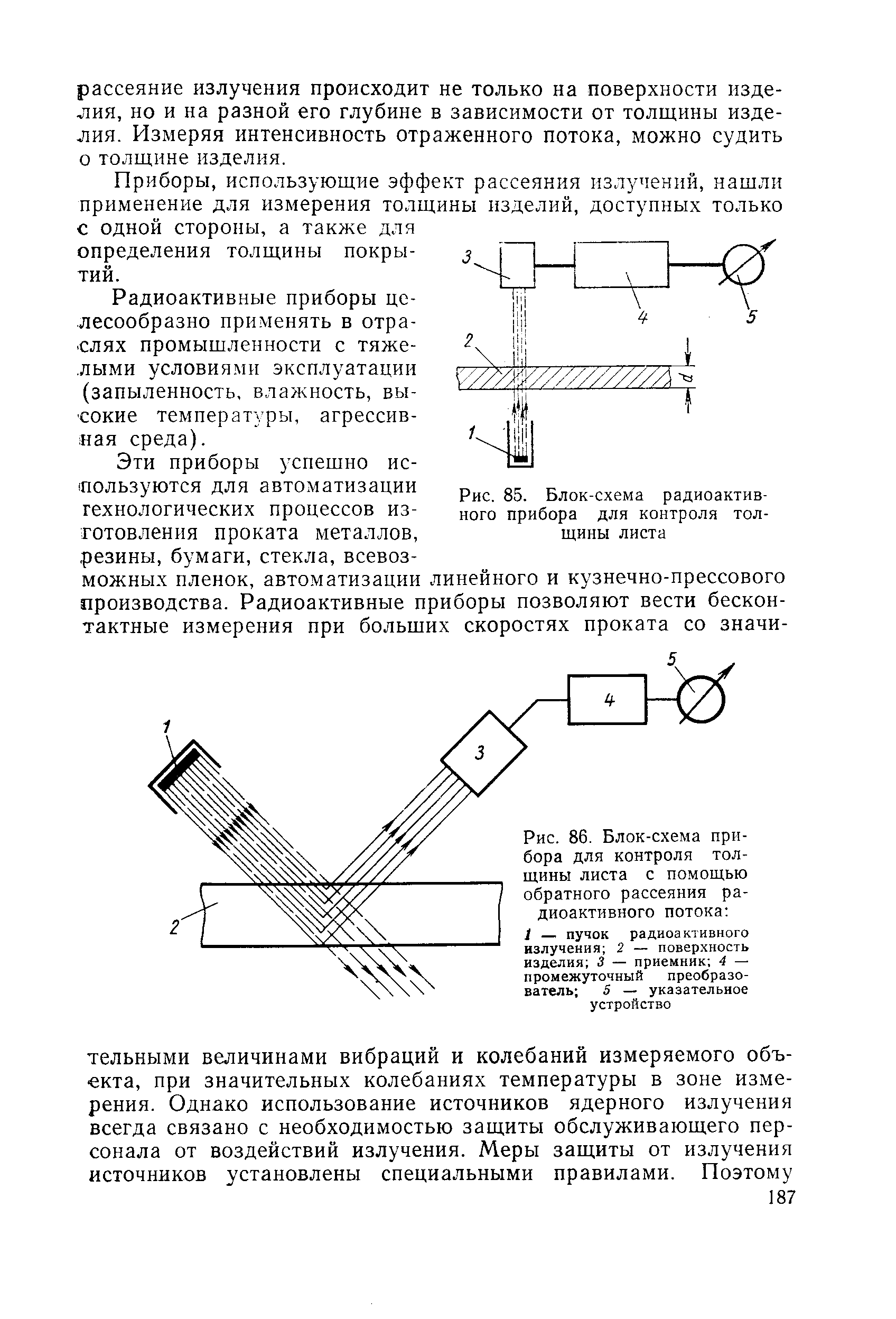 Рис. 85. Блок-схема радиоактивного прибора для контроля толщины листа
