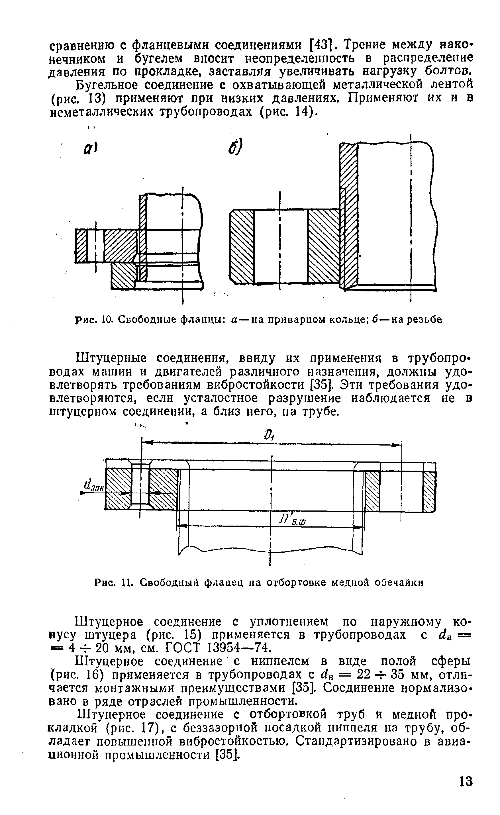 Рис. 10. Свободные фланцы а—на приварном кольце б—на резьбе
