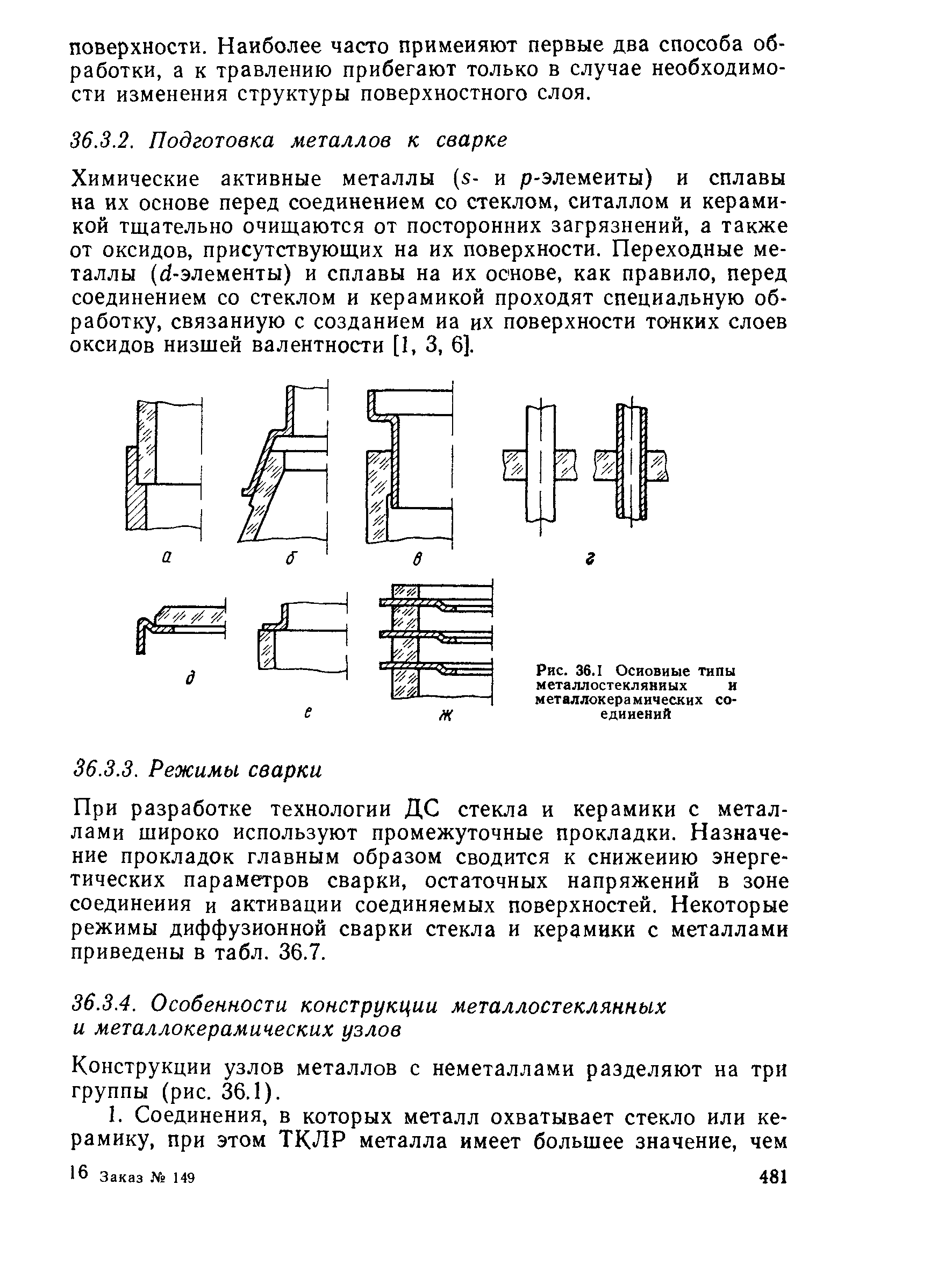 Химические активные металлы (х- и р-элемеиты) и сплавы на их основе перед соединением со стеклом, ситаллом и керамикой тщательно очищаются от посторонних загрязнений, а также от оксидов, присутствующих на их поверхности. Переходные металлы (с/-элементы) и сплавы на их основе, как правило, перед соединением со стеклом и керамикой проходят специальную обработку, связанную с созданием иа их поверхности то-нких слоев оксидов низшей валентности [I, 3, 6].
