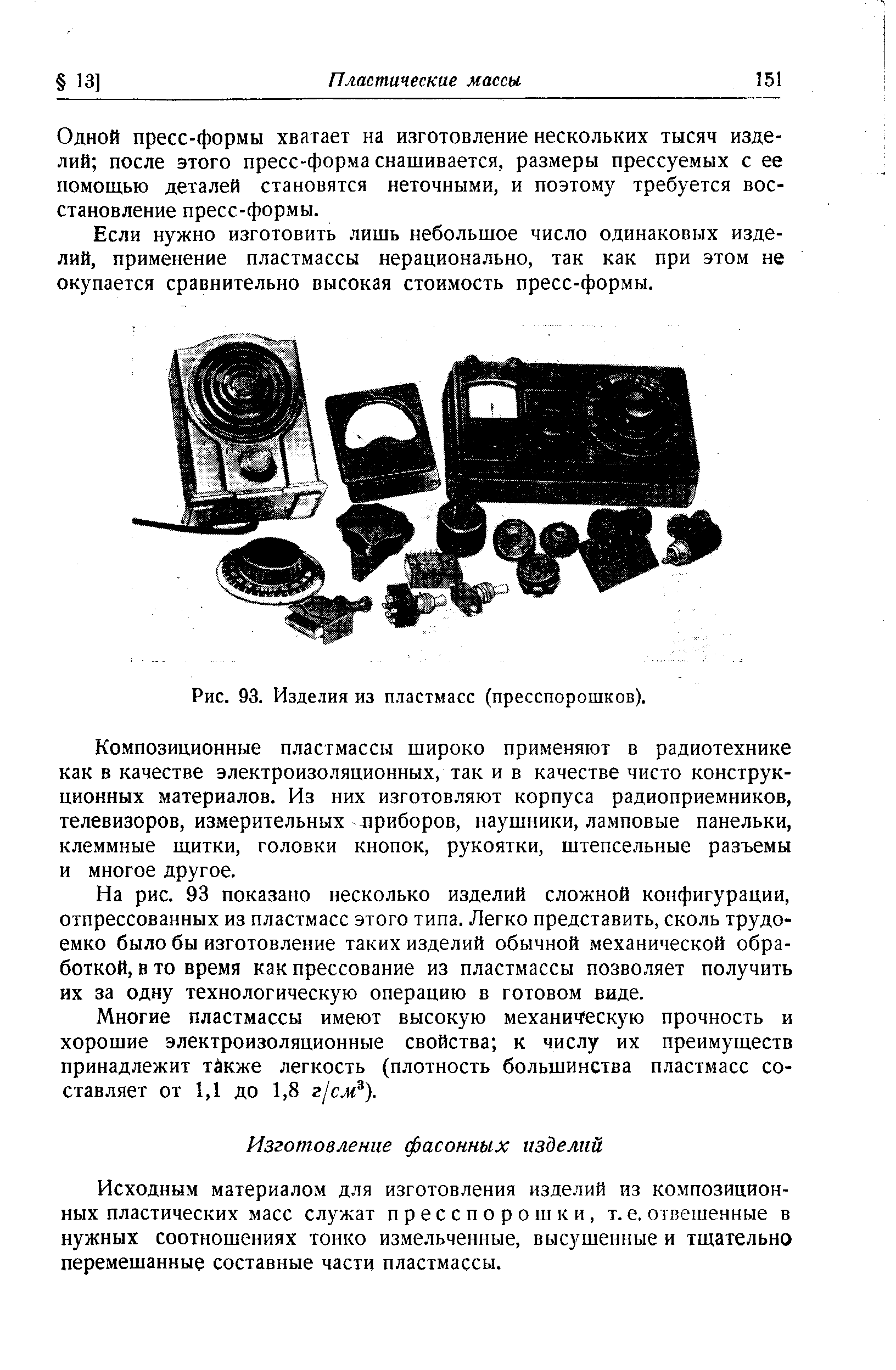 Рис. 93. Изделия из пластмасс (пресспорошков).
