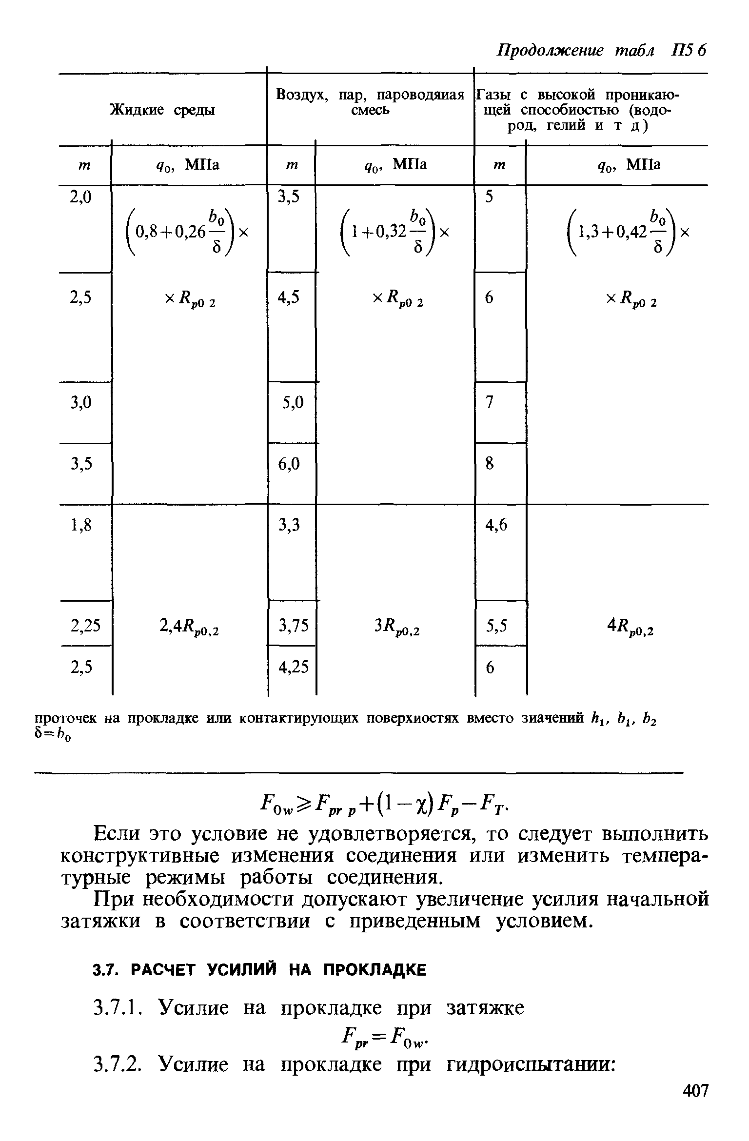 Если это условие не удовлетворяется, то следует выполнить конструктивные изменения соединения или изменить температурные режимы работы соединения.
