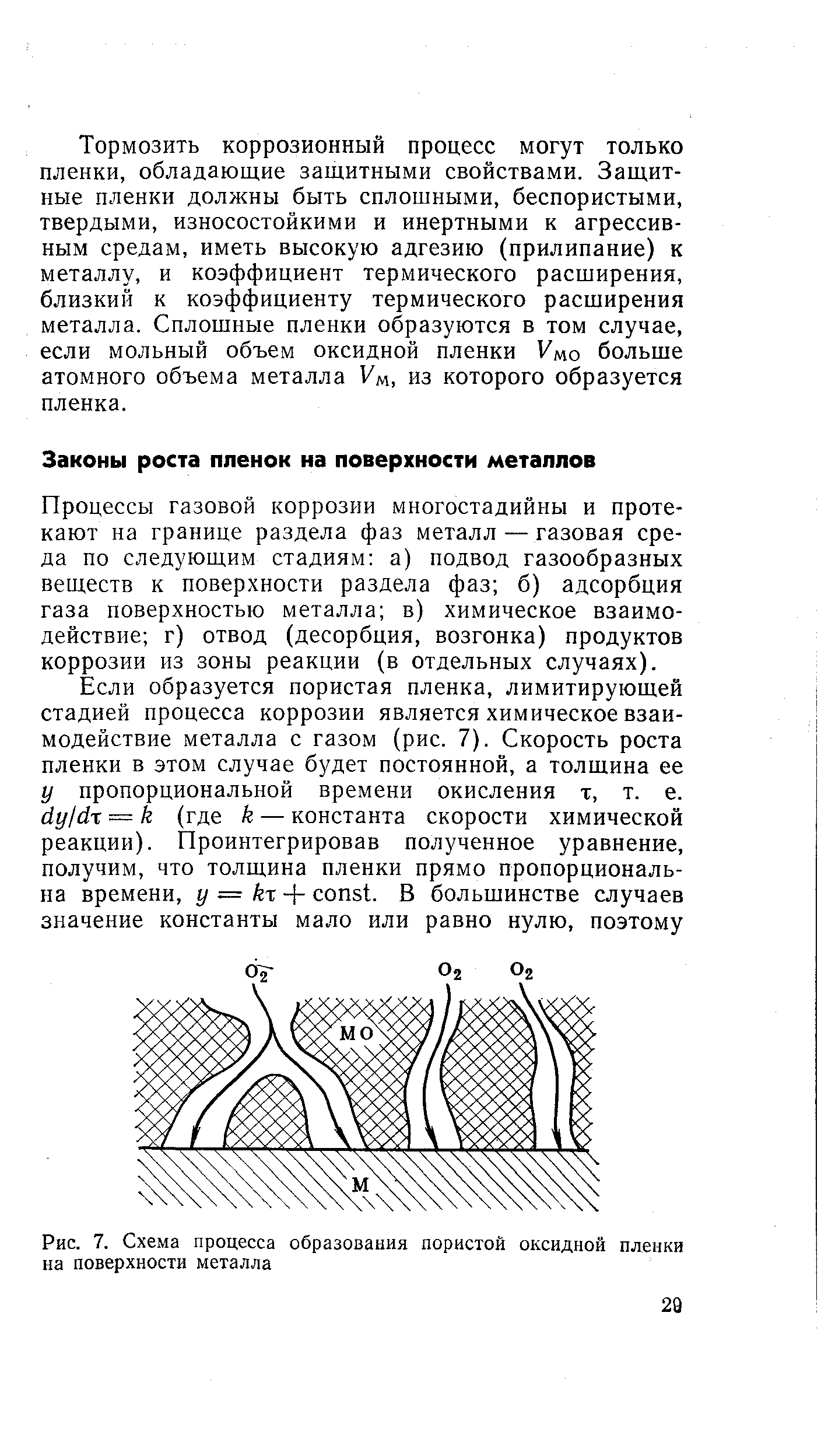 Процессы газовой коррозии многостадийны и протекают на границе раздела фаз металл — газовая среда по следующим стадиям а) подвод газообразных веществ к поверхности раздела фаз б) адсорбция газа поверхностью металла в) химическое взаимодействие г) отвод (десорбция, возгонка) продуктов коррозии из зоны реакции (в отдельных случаях).
