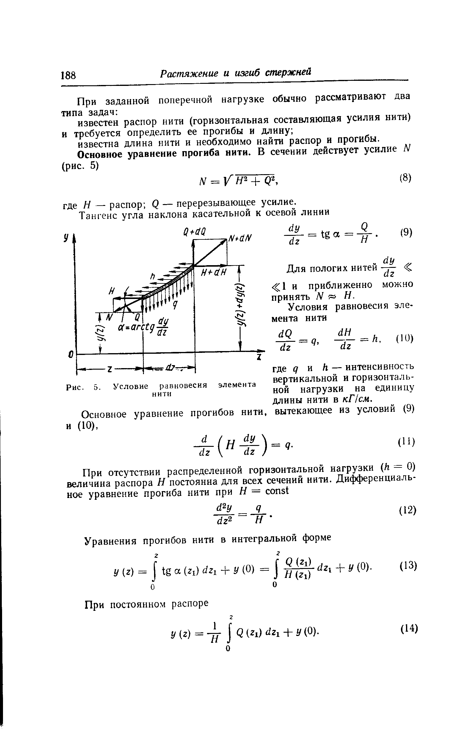 Рис. 5. <a href="/info/11981">Условие равновесия</a> элемента нити
