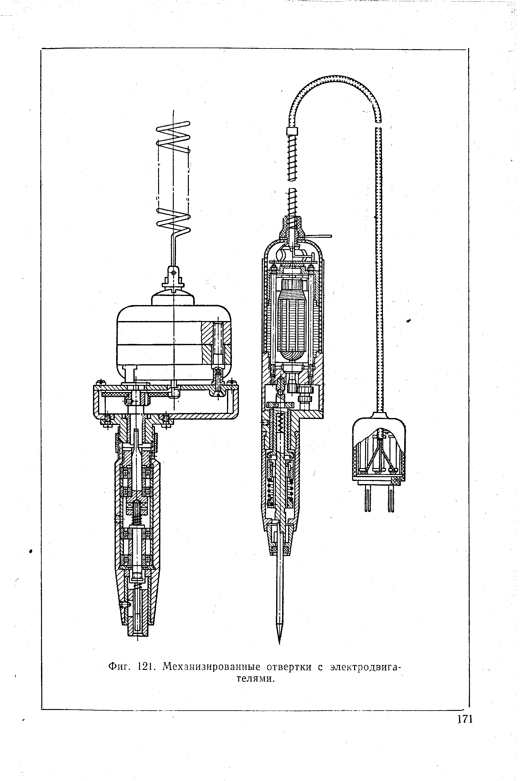 Фиг. 121. Механизированные отвертки с электродвигателями.
