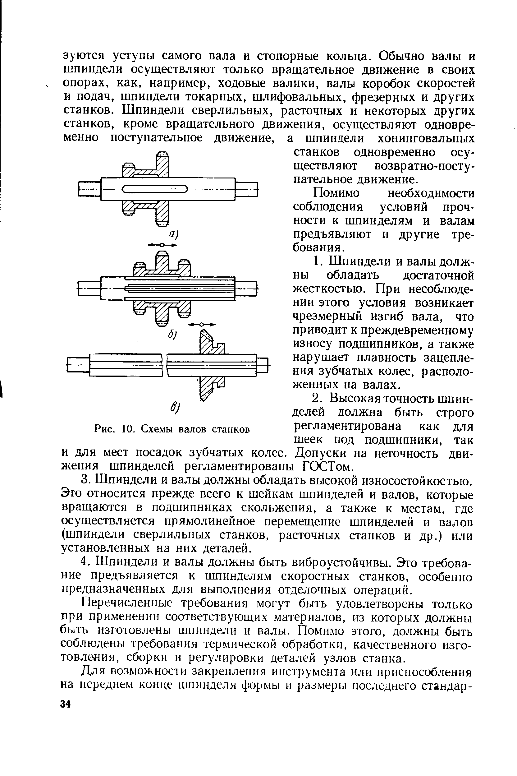 Помимо необходимости соблюдения условий прочности к шпинделям и валам предъявляют и другие требования.
