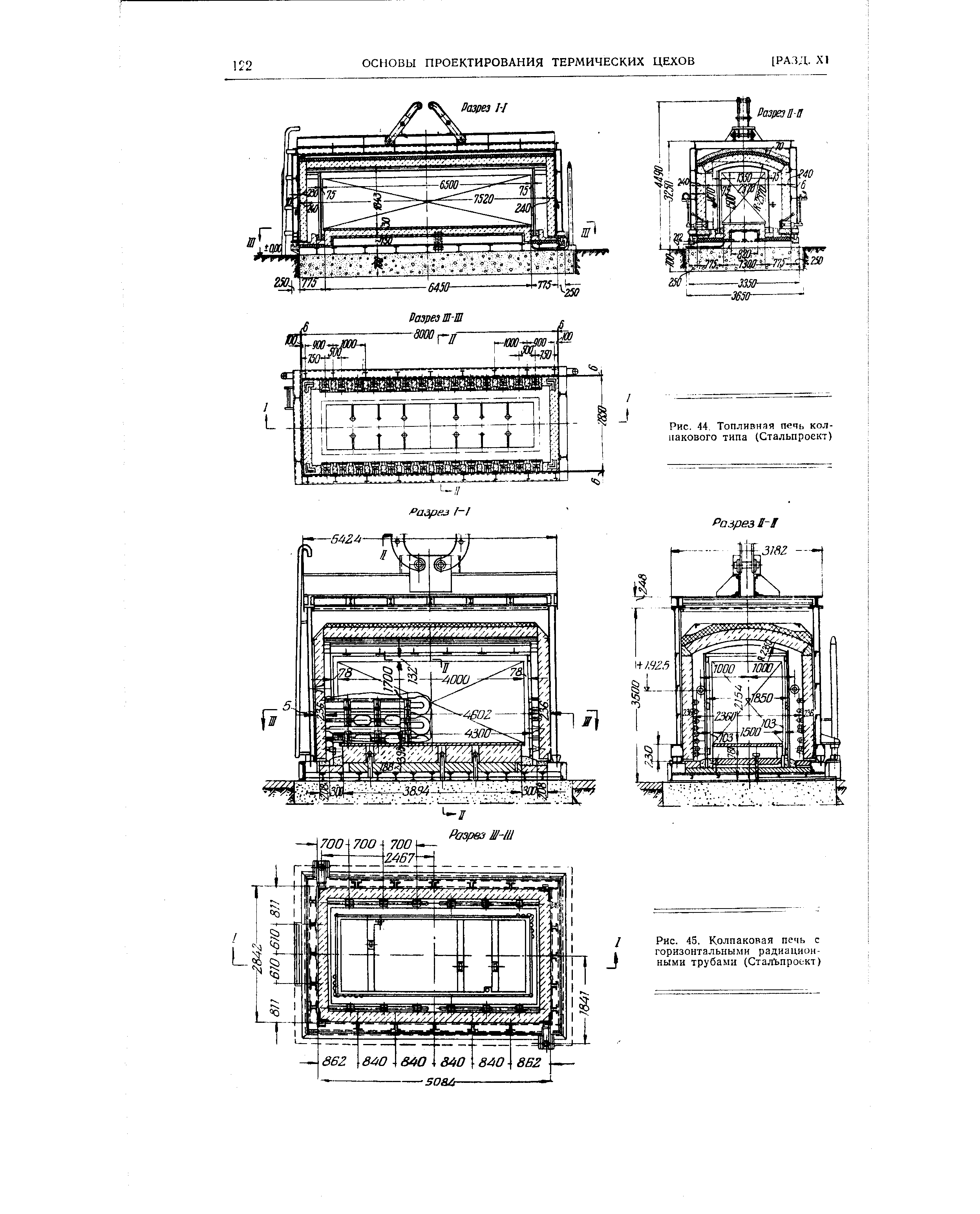 Рис. 44. <a href="/info/30676">Топливная печь</a> кол-пакового типа (Стальпроект)
